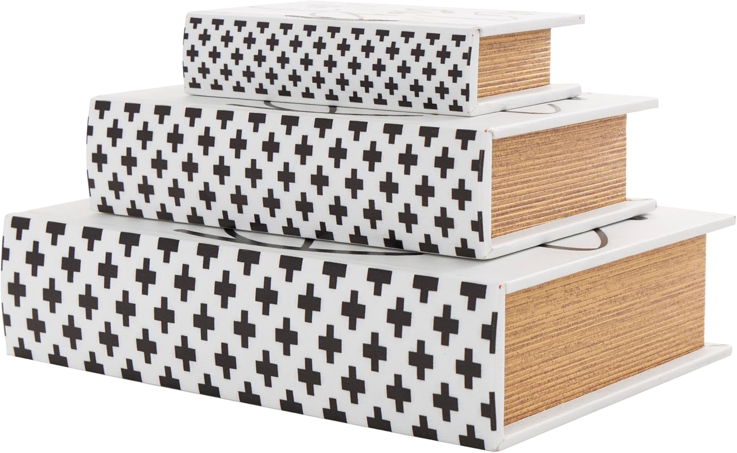 Love Faux Storage Book Book Shaped Boxes / White / 10.65", 8", 6"H