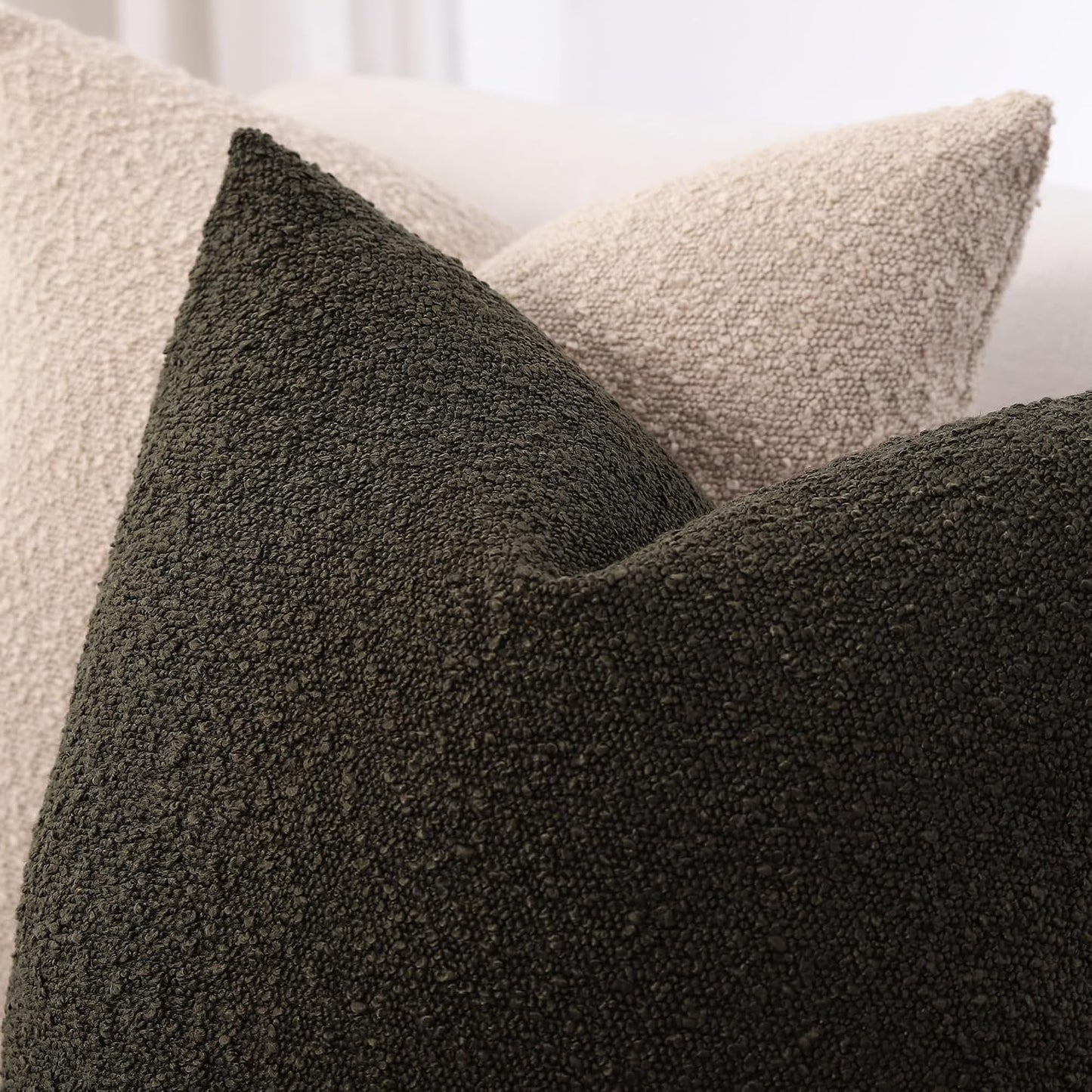 Boucle Decorative Throw Pillow Covers / Dark Coffee / 24 x 24 / Set of 2