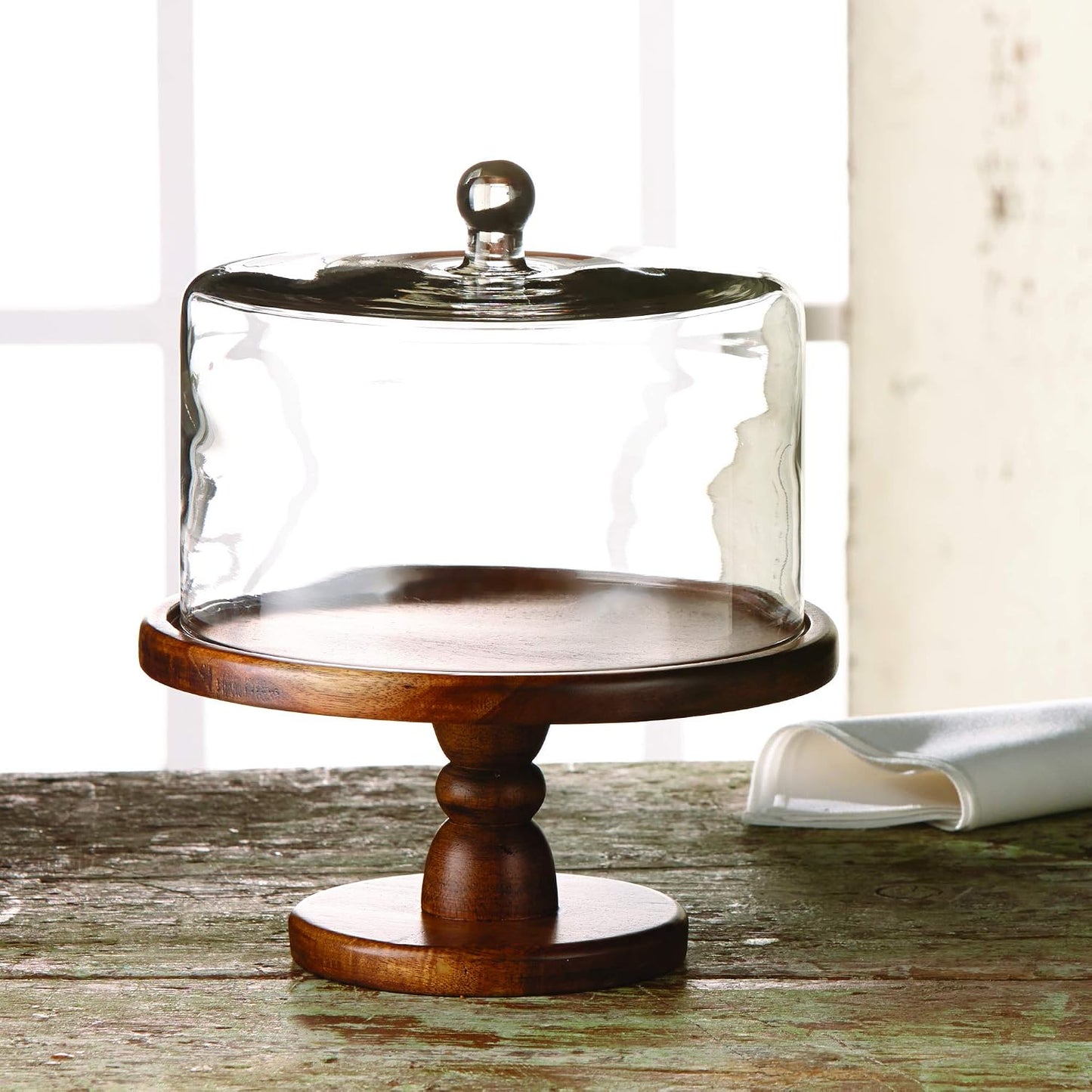 Madera Pedestal Plate / Brown / 11.8 x 12.2