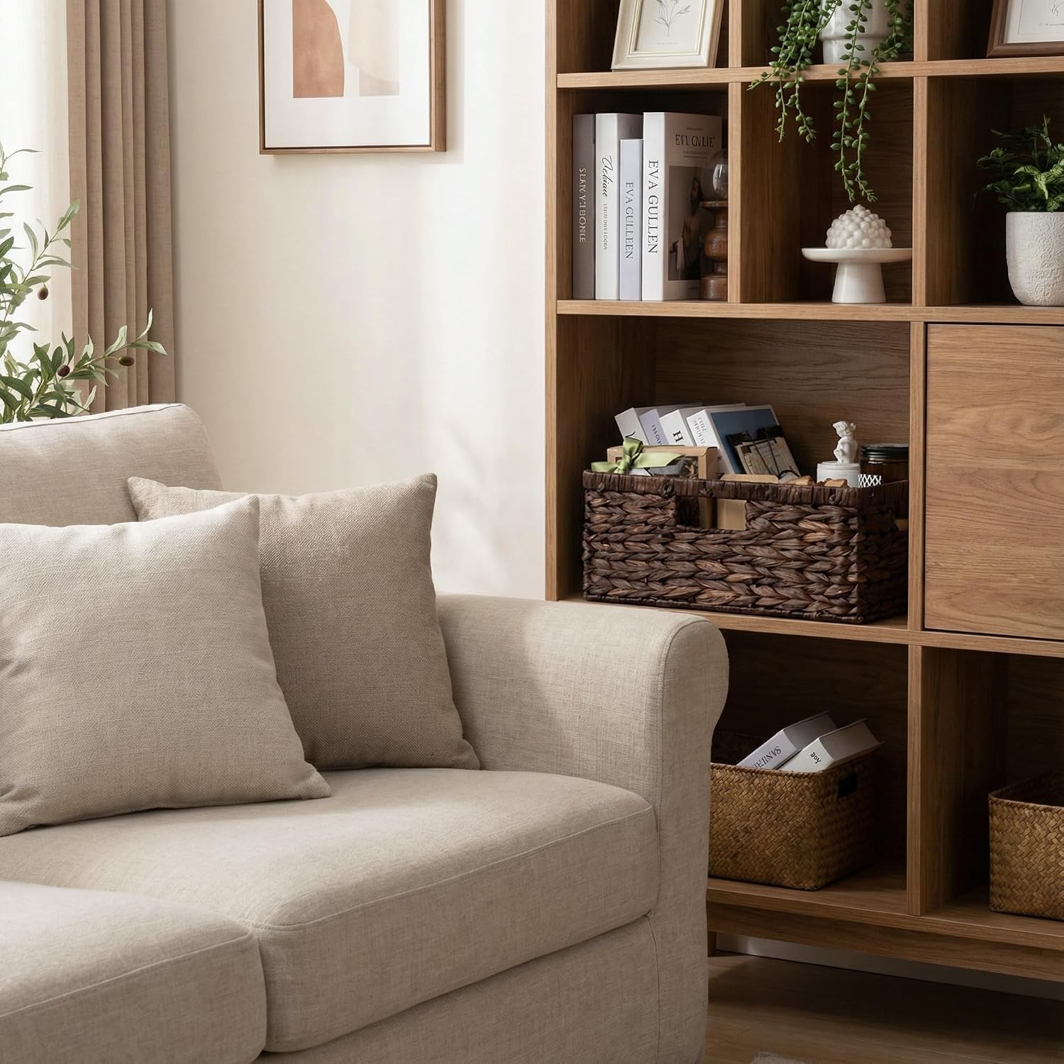 Wicker Shelf Baskets for Organizing / Brown