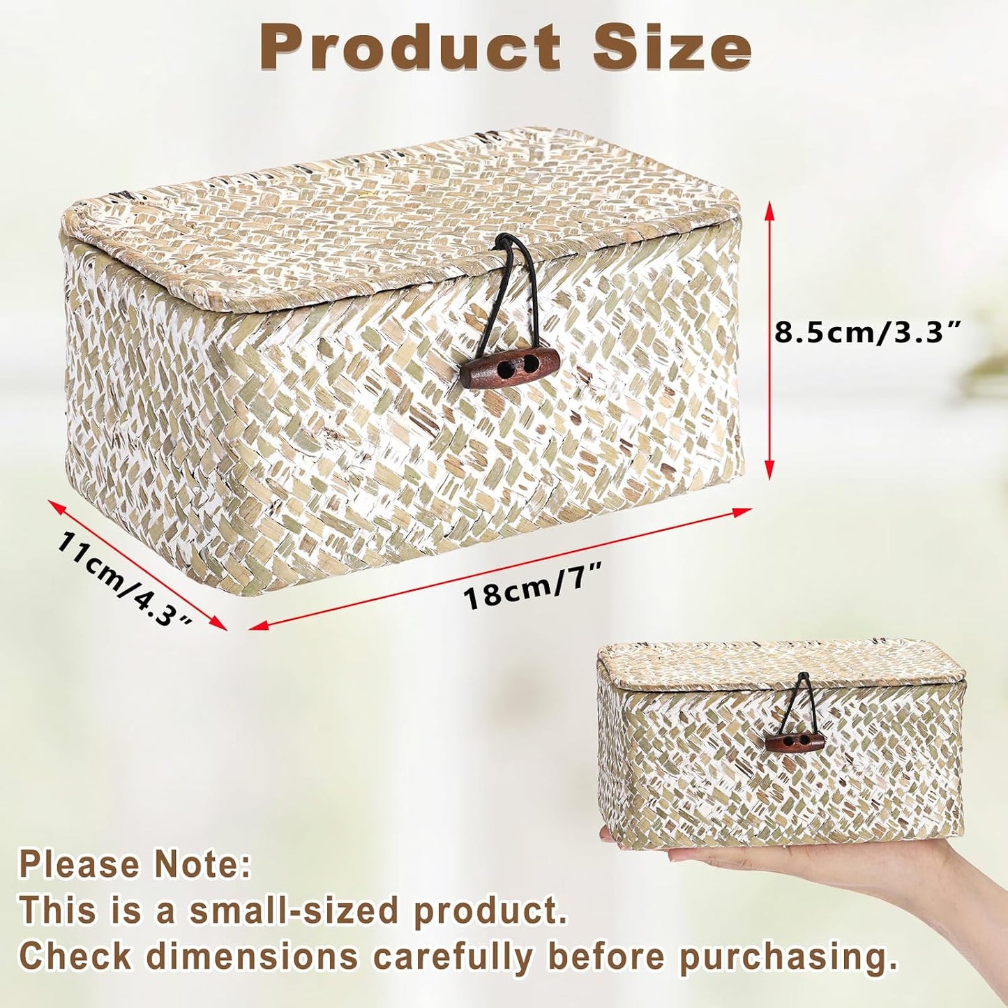 Mini Seagrass Basket / 7.0 x 4.3 x 3.3 / Whitewash Color