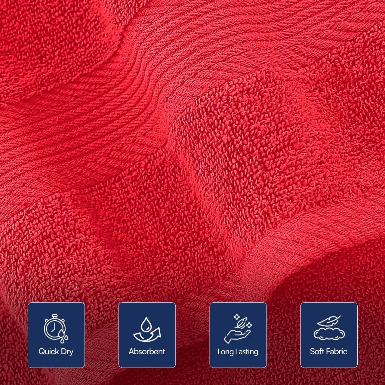 Linteum Textile Supply Red Hand Towels for Bathroom 16x27 Inches 100% Cotton Zero Twist Hand Towel Set Quick Dry Highly
