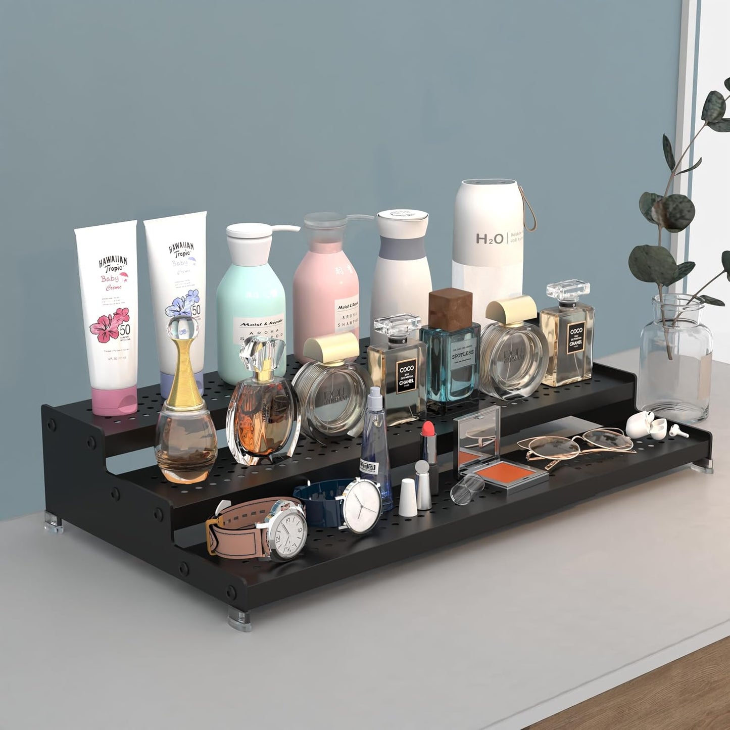 Expandable Spice Rack organizer with 3-Tier step shelf,Modern Design heavy duty,Non Skid and Visibility ,Great for