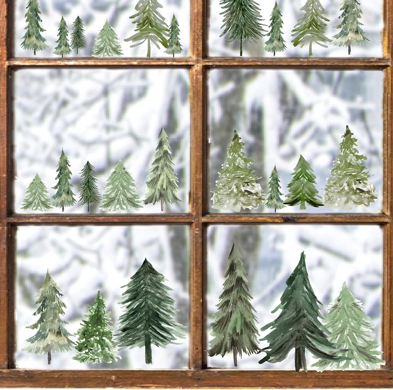Watercolor Tree Wall Stickers Small Pine Tree Wall Decal Trees Wall Window / Small Tree / Green