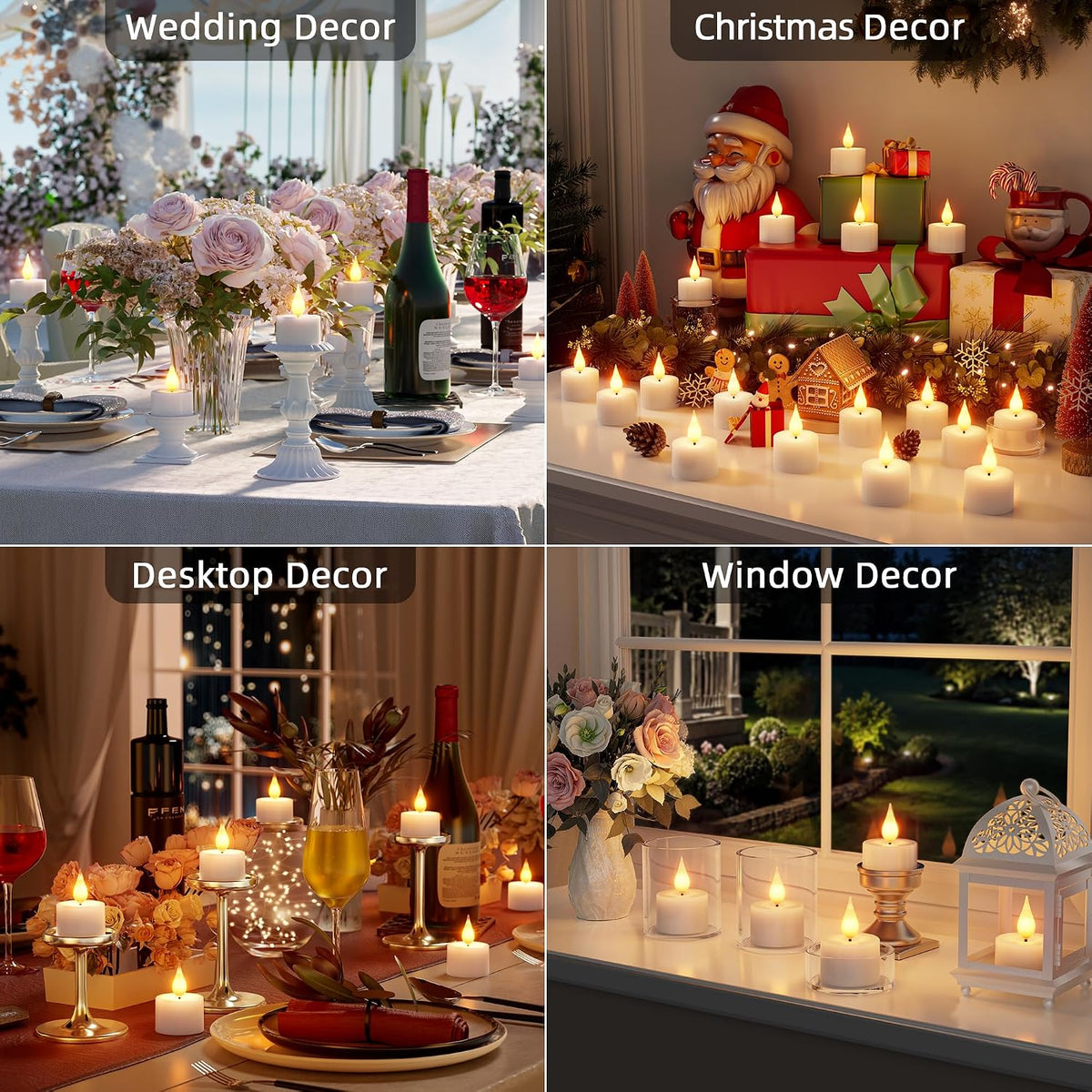 Rechargeable Flameless Tea Lights Candles with Remote Charging Base 12Pcs | Battery Operated Tea light with Timer, LED