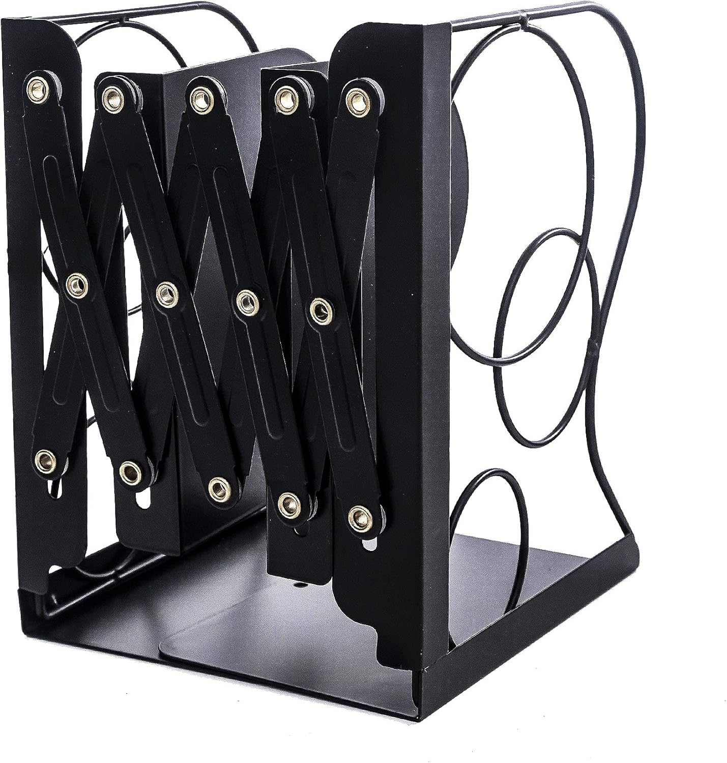 Adjustable Bookends Metal Book Ends for Heavy Book Holder Heavy Duty Bookends Nonskid / Black-round