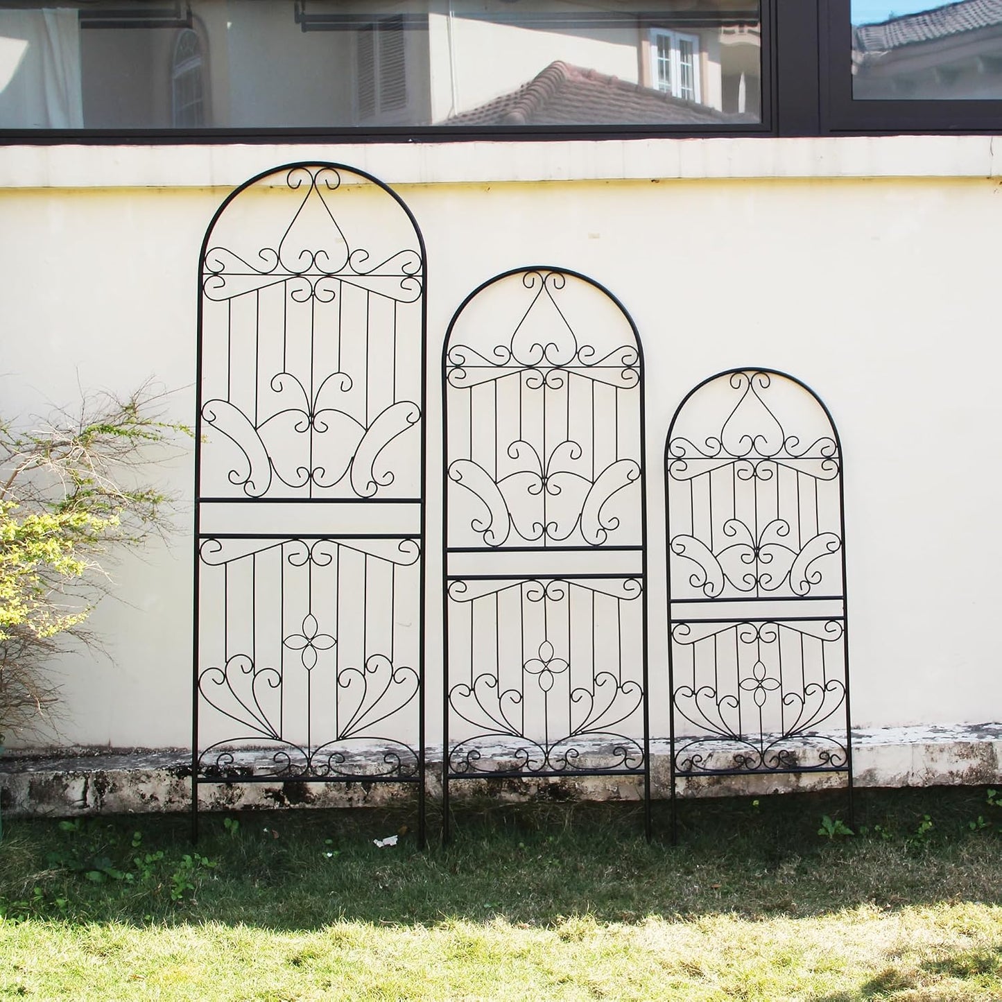 Metal Trellis 82.7" H x 26.7" W Powder-Coated Black Attractive Plant Support Garden Trellis Stylish Garden Addition