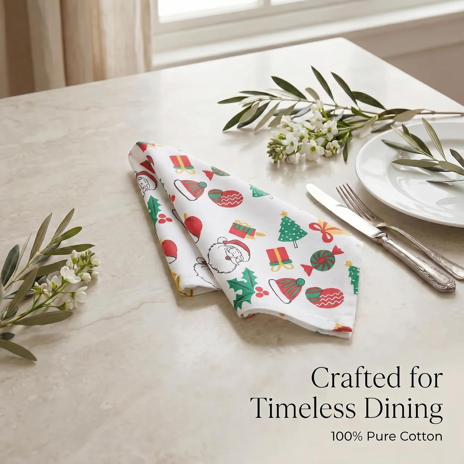 Urban Villa Cloth Napkins Cotton 20x20 (Set of 12) Xmas Print