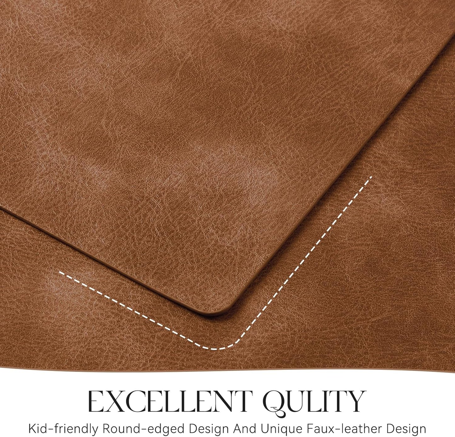 MOSAYT Vinyl Placemats Set of 12-12 X 17 Inch - Faux Leather 100% Waterproof Oil-Proof Wipeable PU Place Mats, Heat