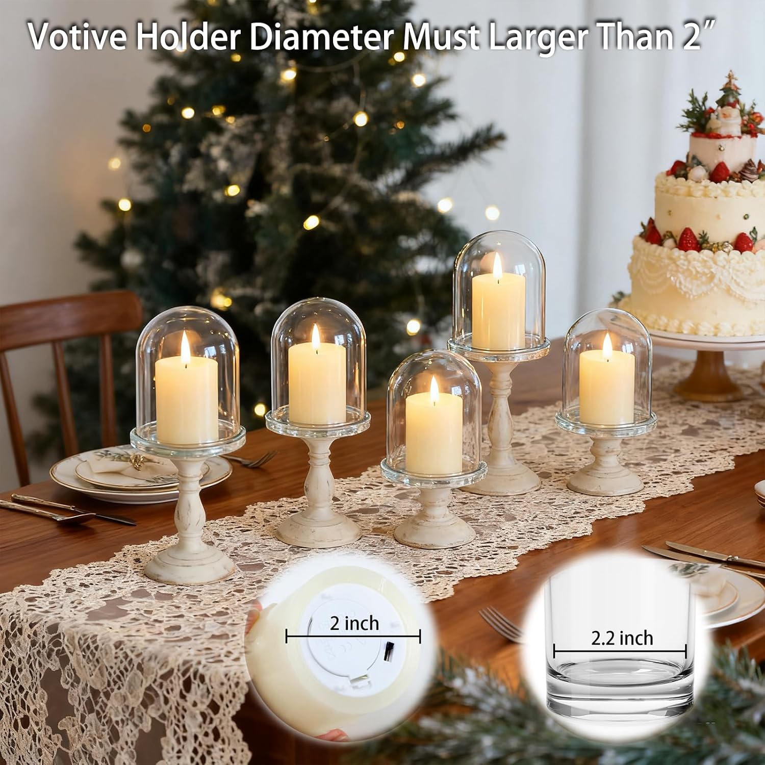 Lezonic Flameless Votive Candles Battery Operated with Remote and Timer, Pack of 6 (D:2" X H:3") LED Ivory White Long