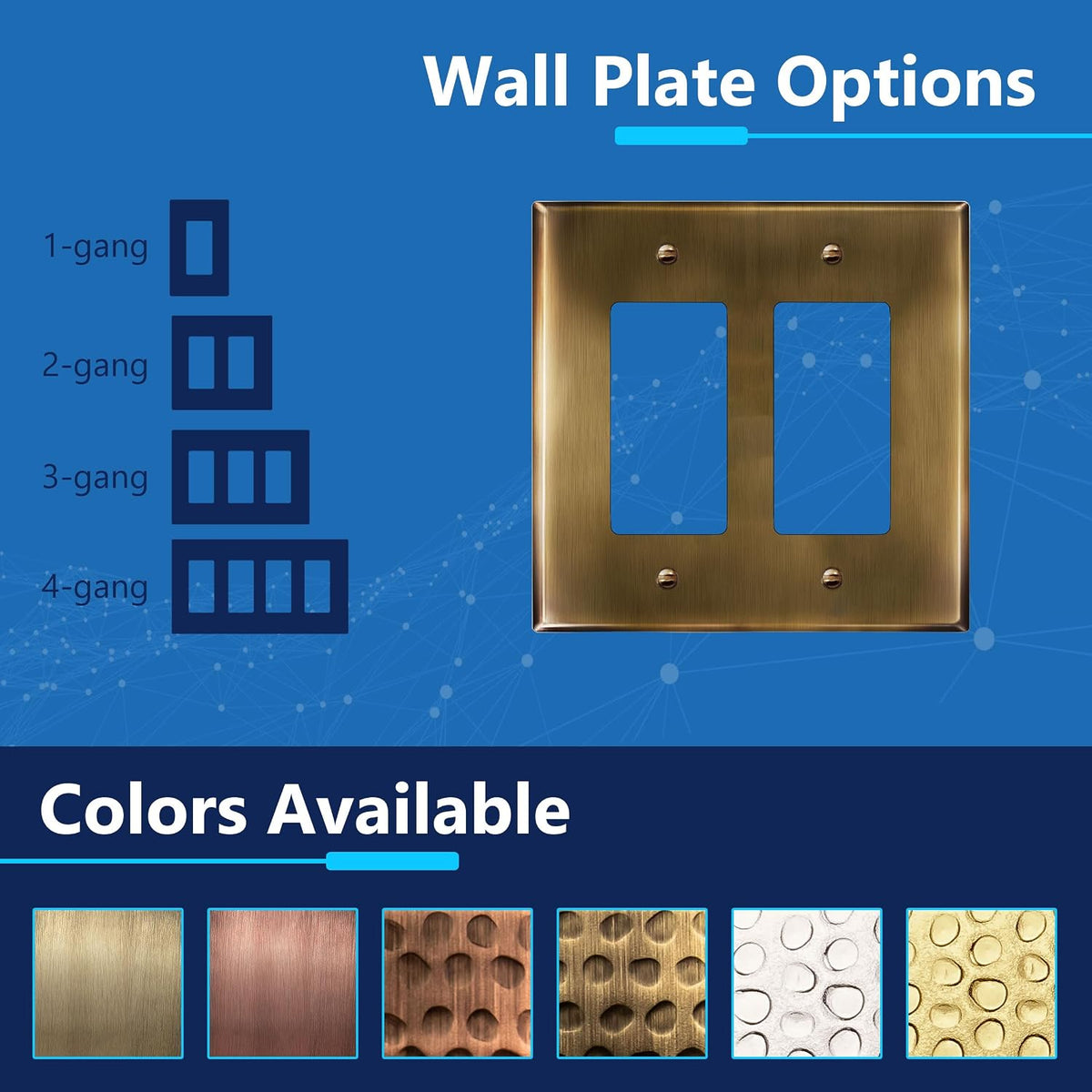 LIDER Decorator Switch or Receptacle Metal Wall Plate, Mid-Size 2-Gang | Corrosion Resistant, 2-Pack, Outlet Cover