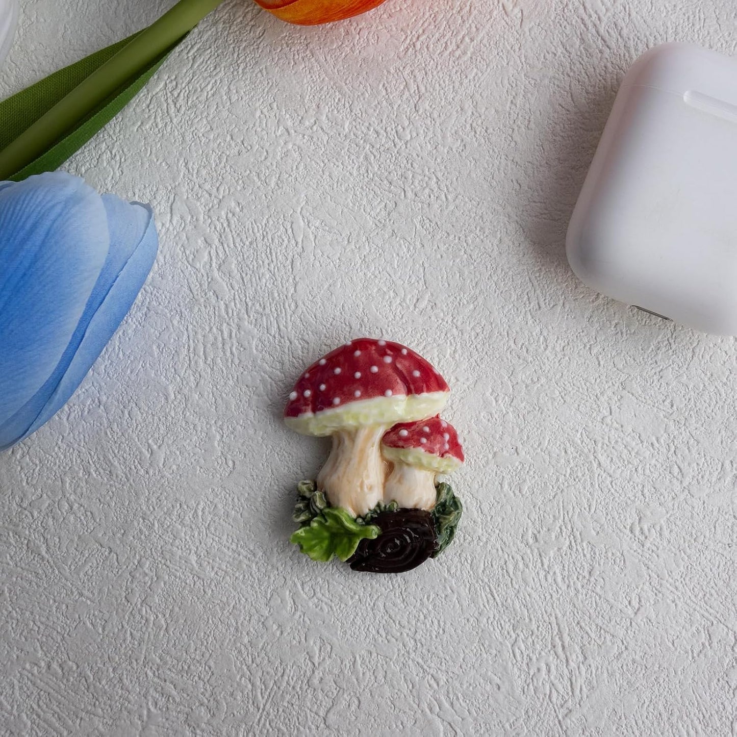 Handmade 3D Ceramic Decor / Mushroom / Red