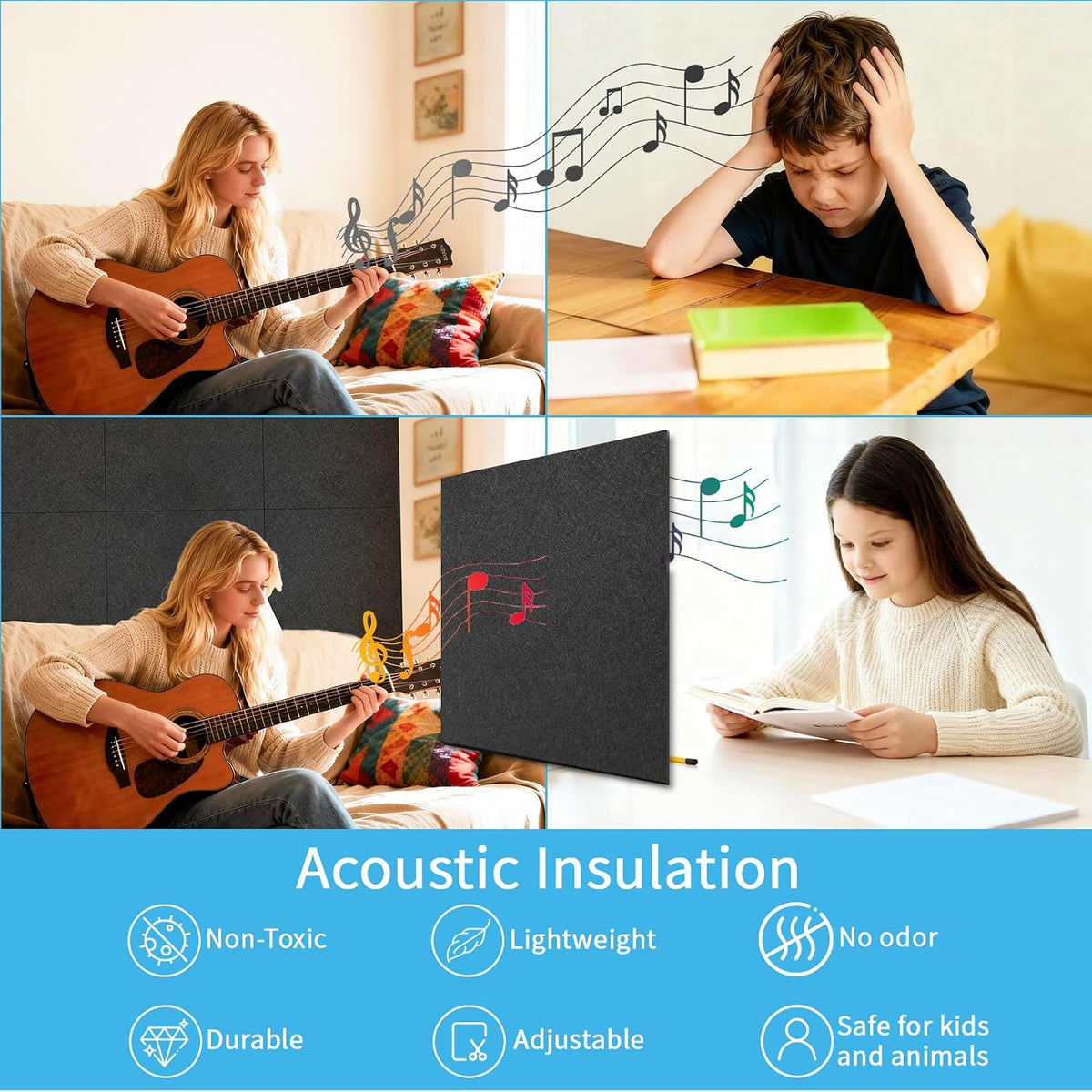 Art3d Acoustic Drop Ceiling Tiles, 2x2 ft, 12-Pack, Covers 48 Sq. Ft. | Waterproof polyester, sound absorbing and sag