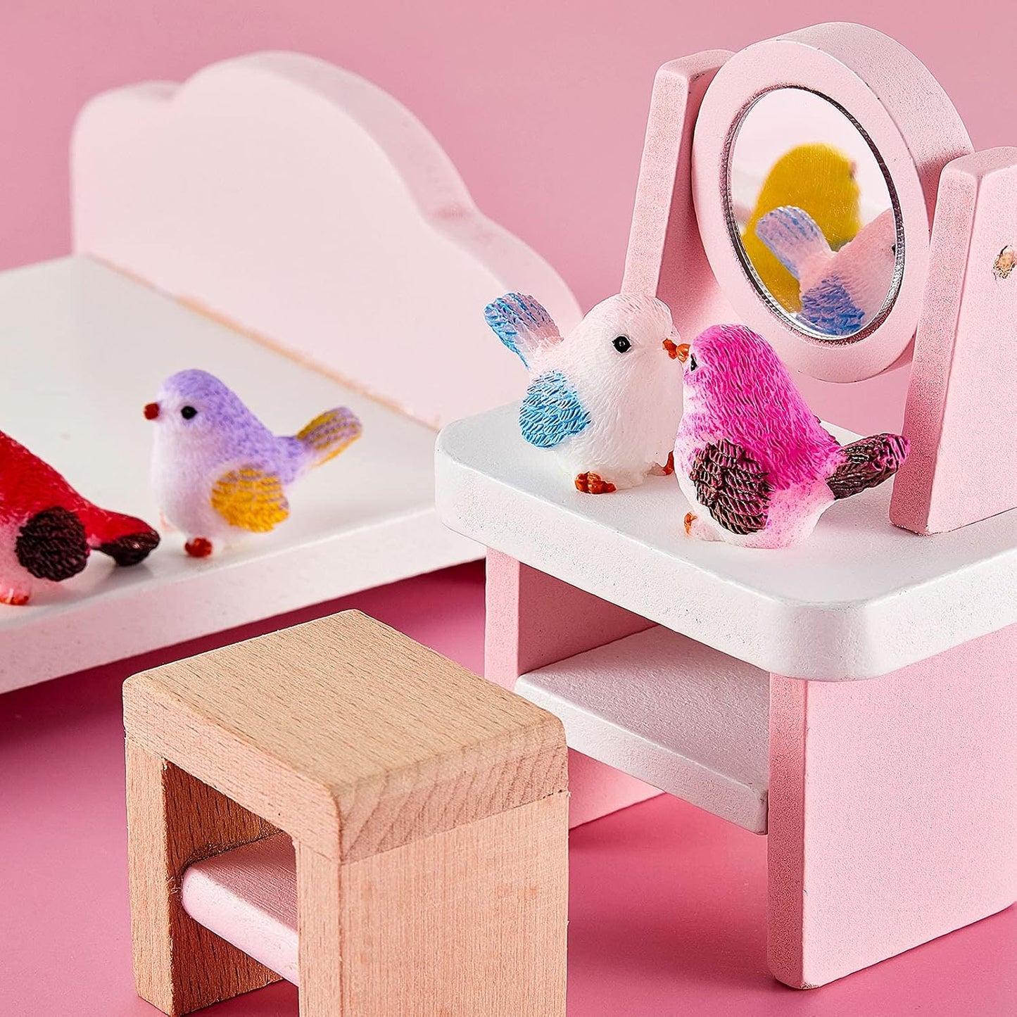 Miniature Bird Figurines Dollhouse Simulation Decorative Bird Figures Animal Model / Set of 24
