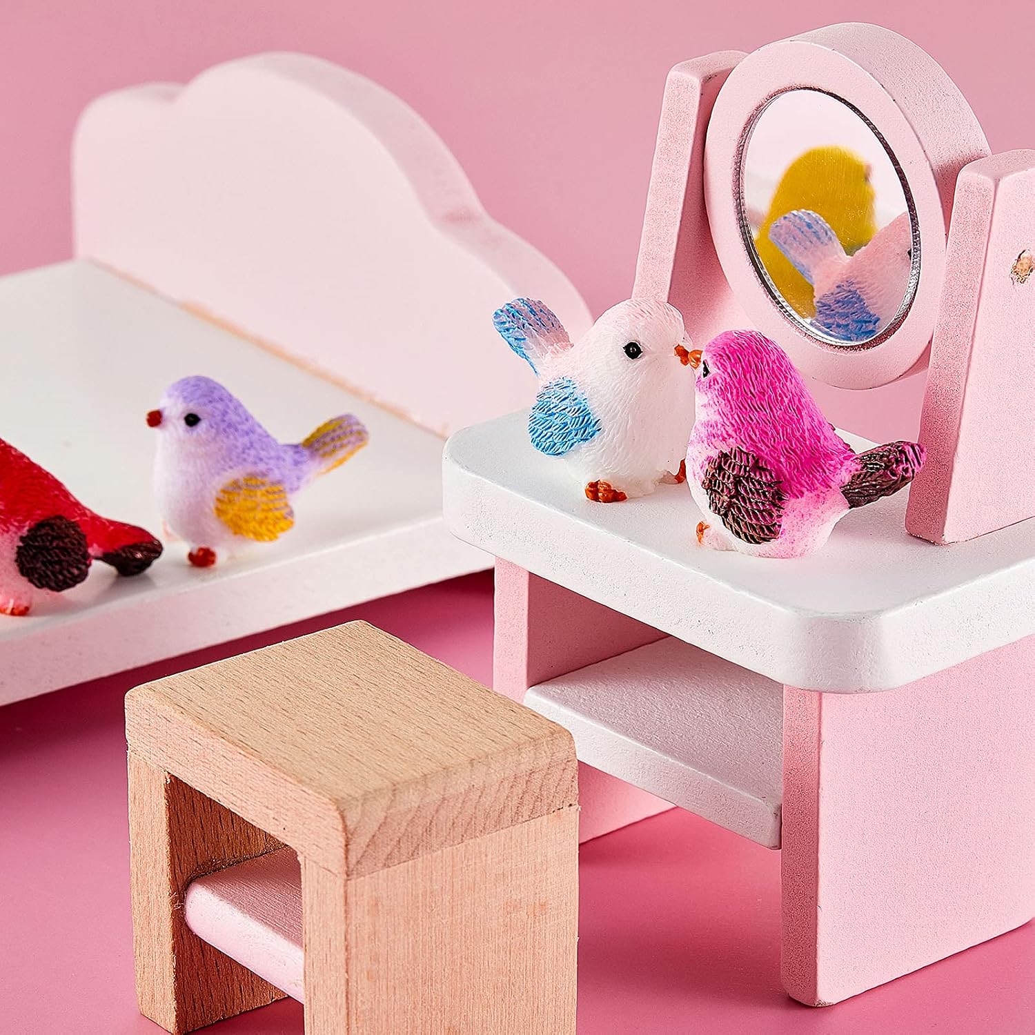 Miniature Bird Figurines Dollhouse Simulation Decorative Bird Figures Animal Model / Set of 24