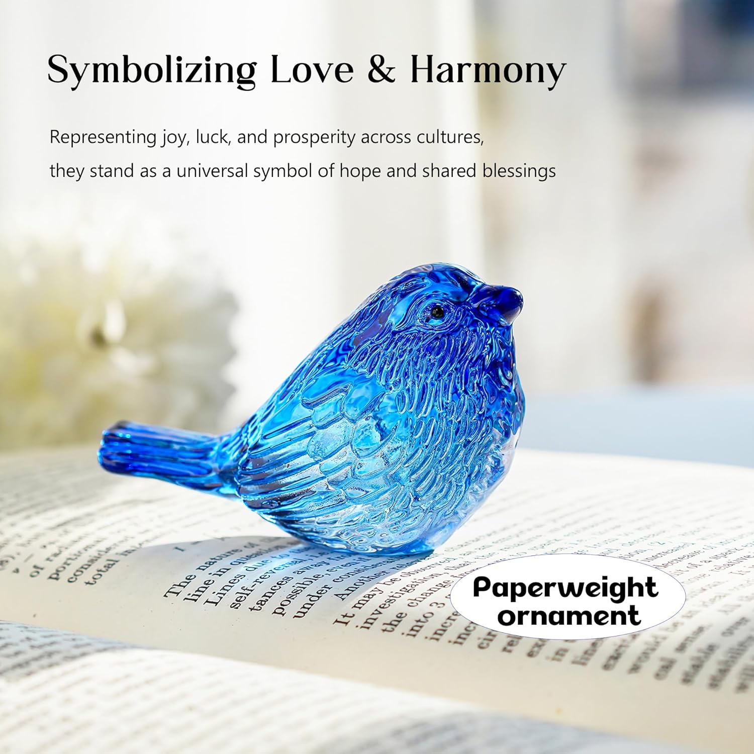 3" Glass Bird Figurine Miniature Blown Glass Birds Bird Gifts for Bird Lovers / Blue / Set of 2