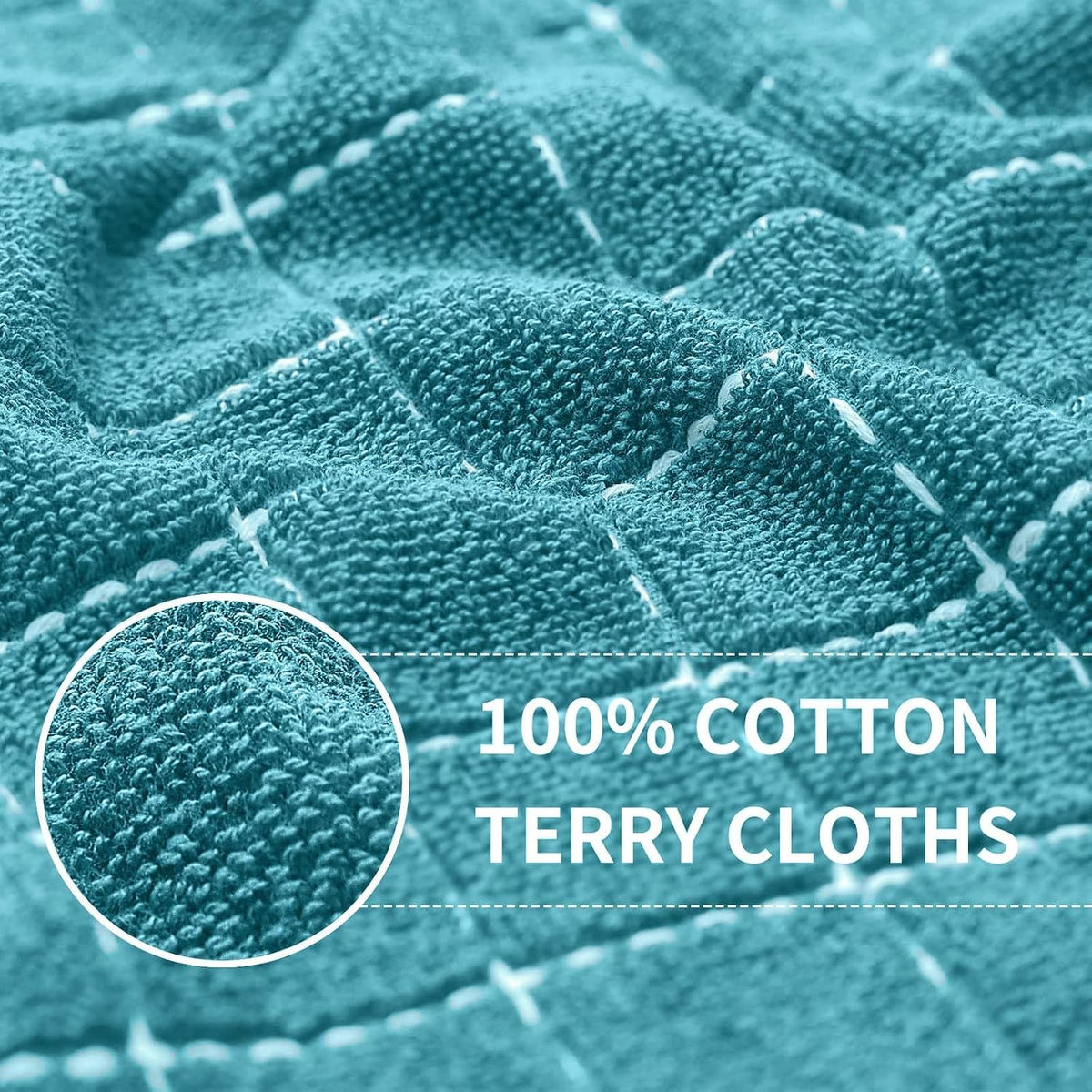 Homaxy Kitchen Towels and Dishcloths Set, Set of 16, Lake Blue | Bulk Cotton Terry Kitchen Towels, Checkered Designed