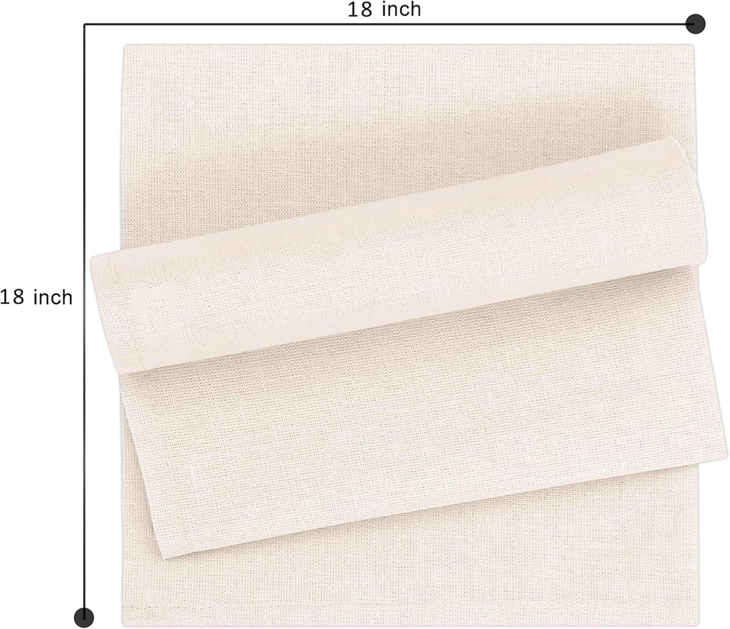 Ruvanti Linen Napkins Set of 12, Linen Cotton Blend 18”x18” - Ivory | Washable Cloth Napkins, Soft, Absorbent Everyday