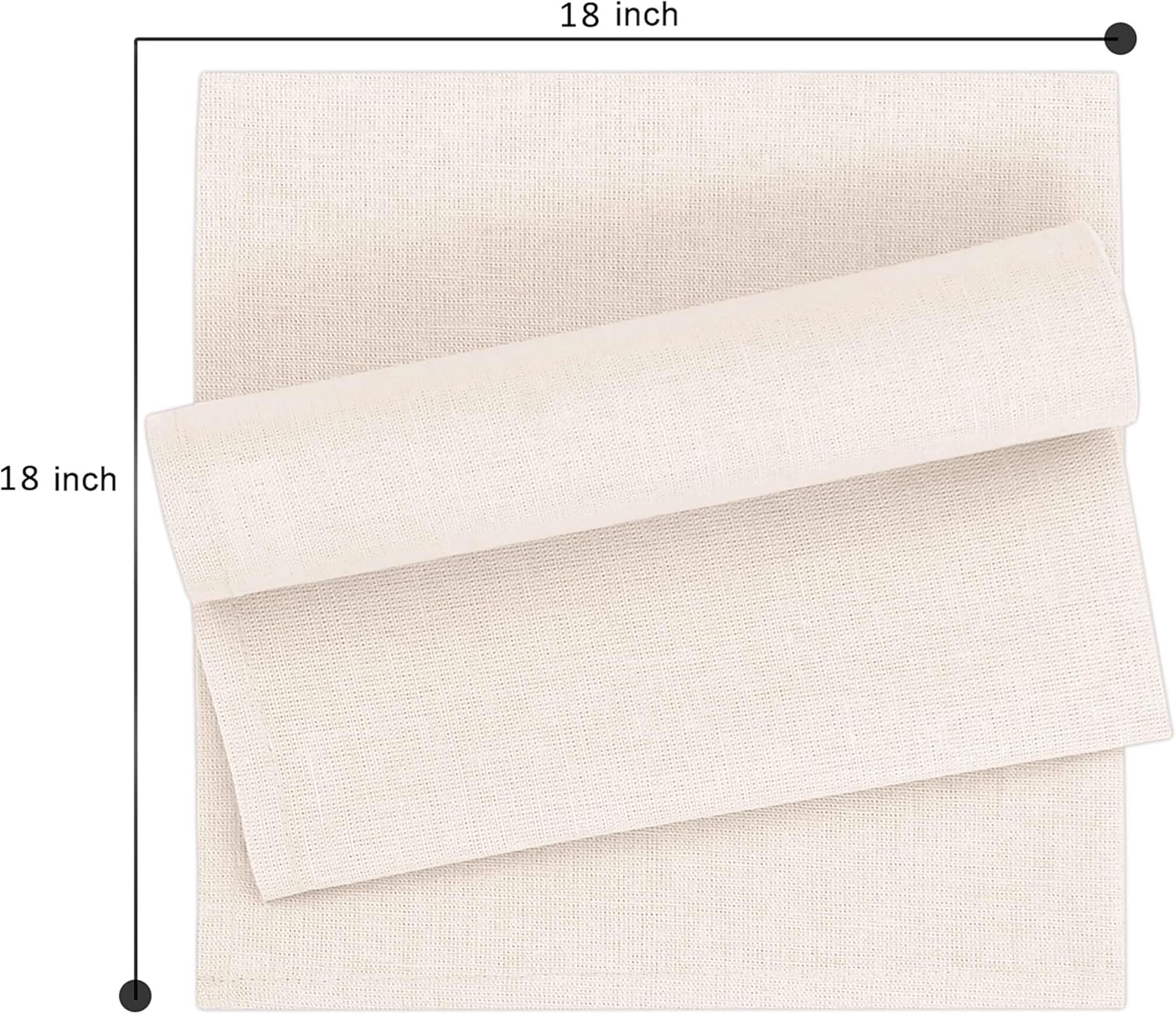 Ruvanti Linen Napkins Set of 12, Linen Cotton Blend 18”x18” - Ivory | Washable Cloth Napkins, Soft, Absorbent Everyday