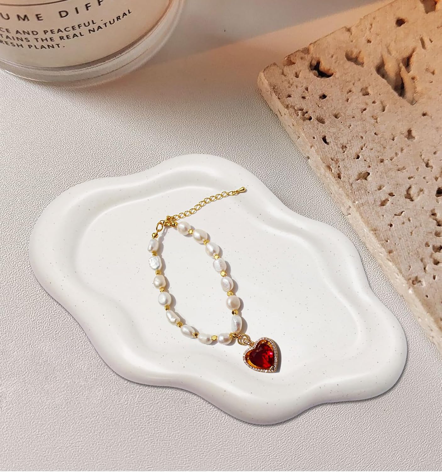 Cloud Tray Jewelry Plate / Spotted Matte White