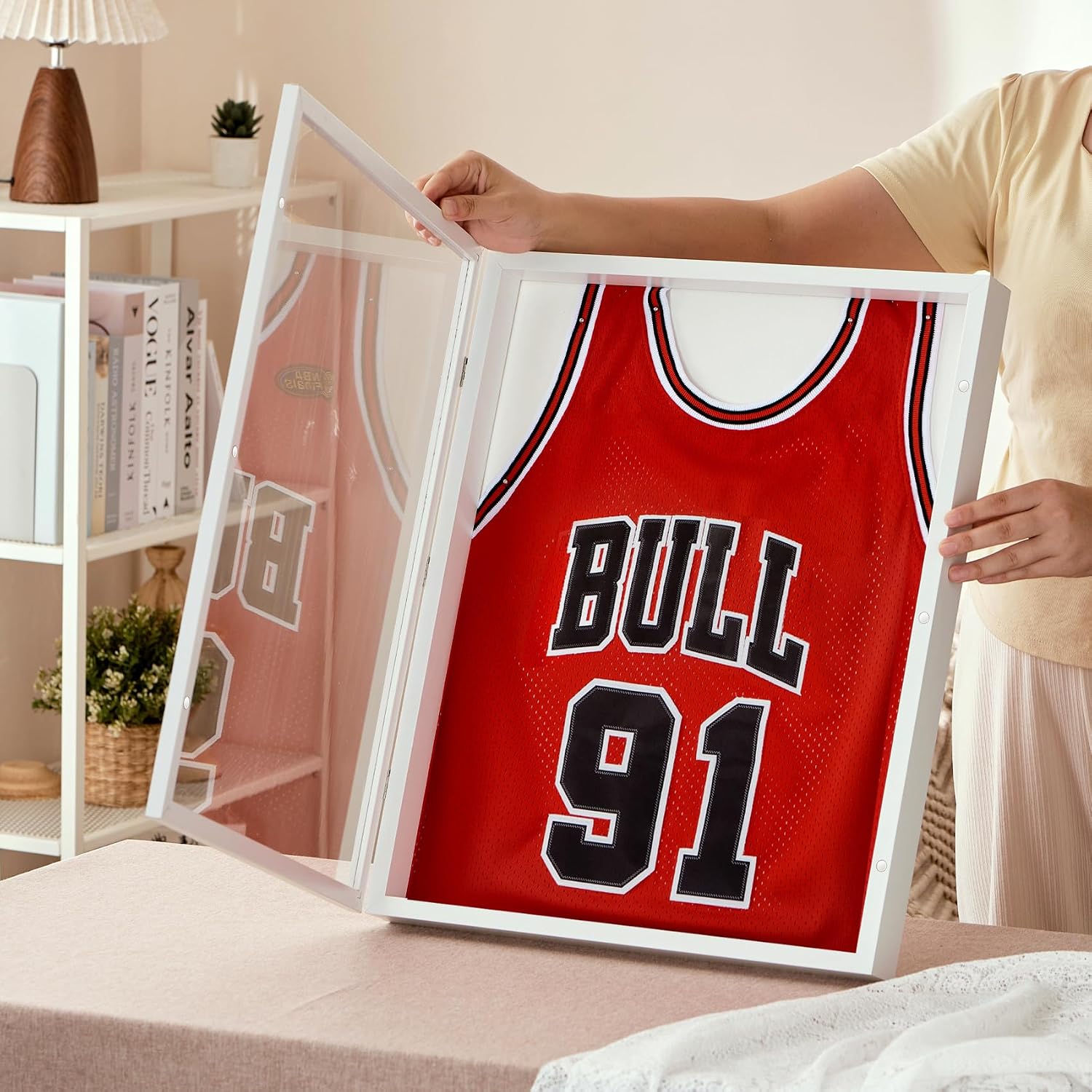 16x20 White Deep Shadow Box Picture Frame with Polished Plexiglass | Large Shadow Box Display Case with Push Pins,and