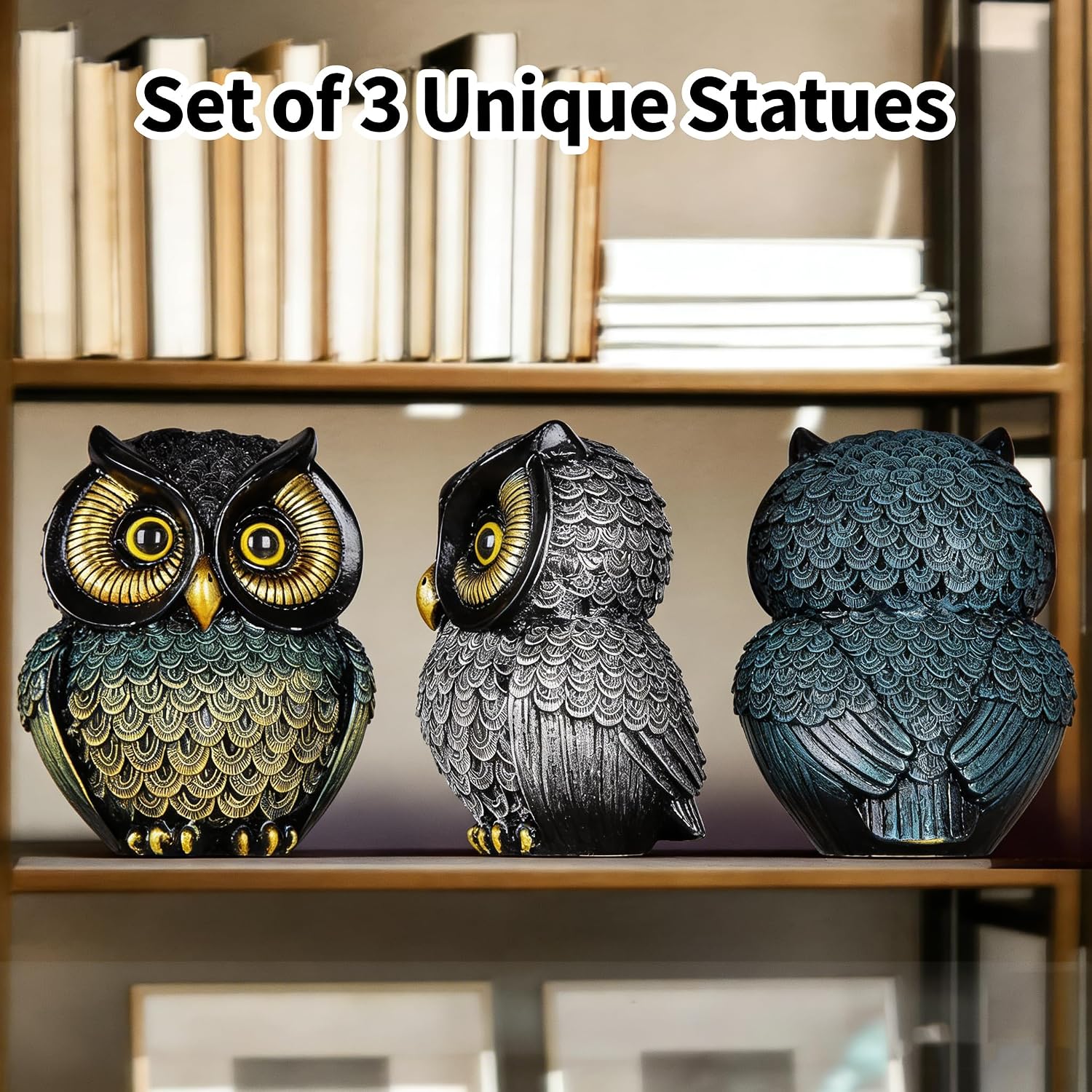 Small Figurines / Owl Statue Home Decor / Sliver