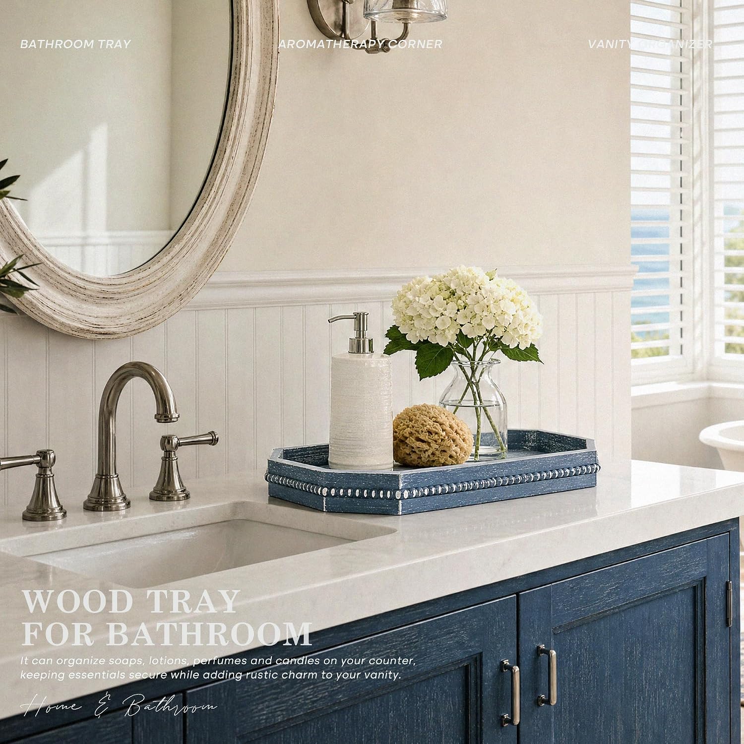 Rustic Decorative Tray / Blue