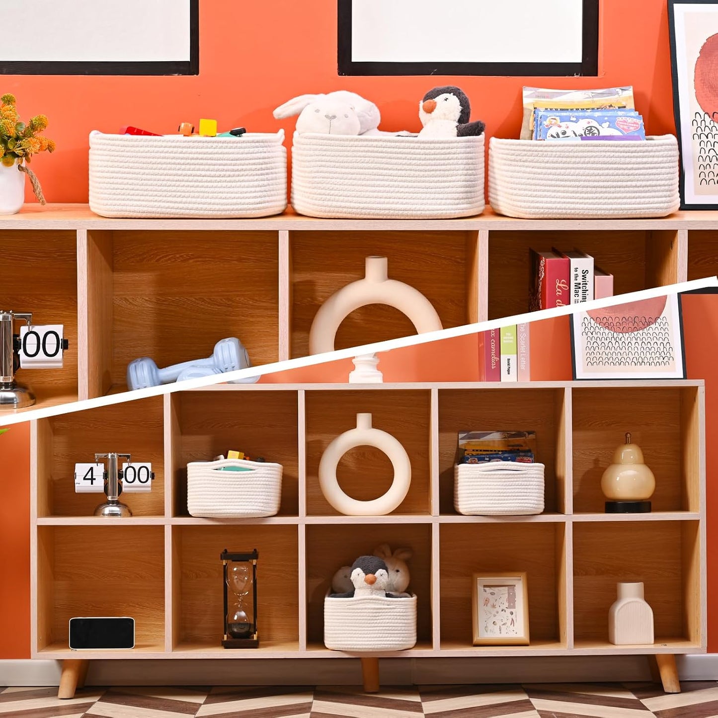 Organizing Baskets / Small Basket for Gifts Empty / 13 x 8.5 x 5.1 / Off White