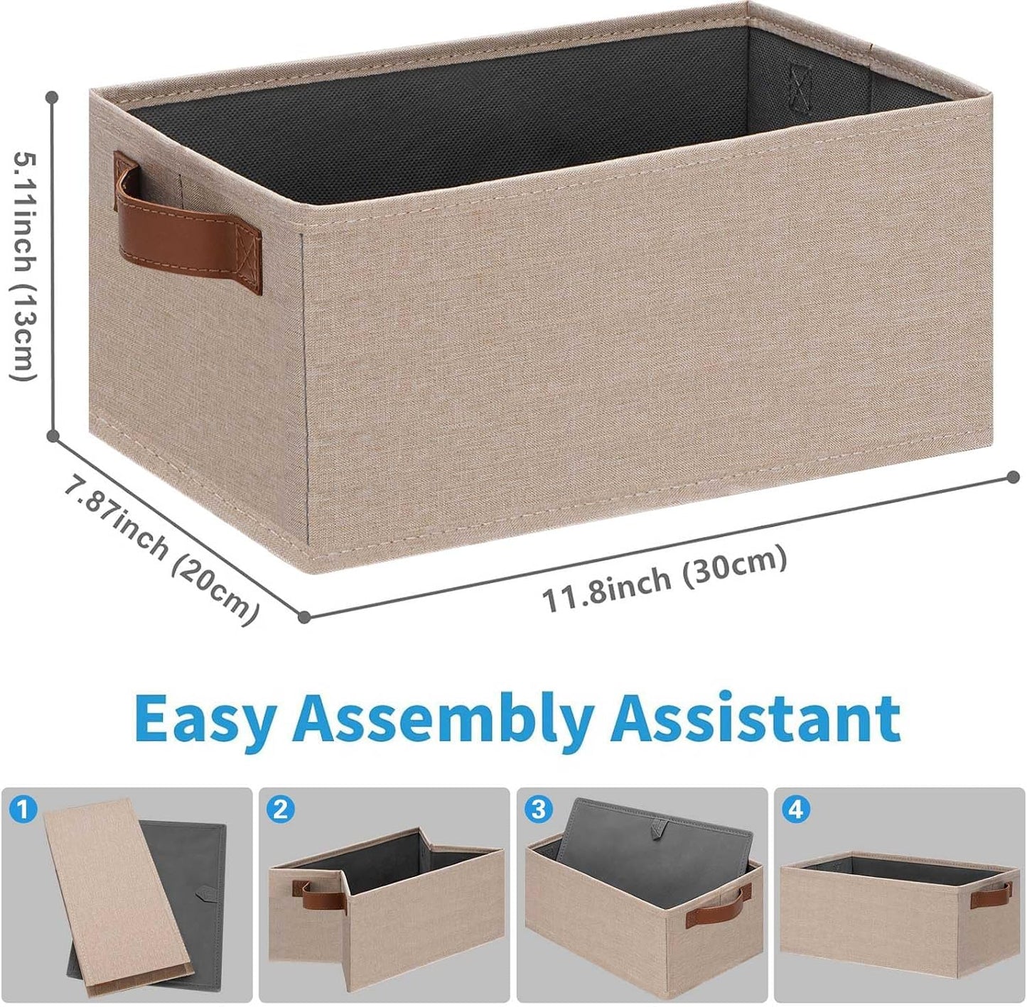 Storage Basket / Fabric Storage Bins / 11.8 x 7.87 x 5.11 / Small / Beige Yellow / Set of 6