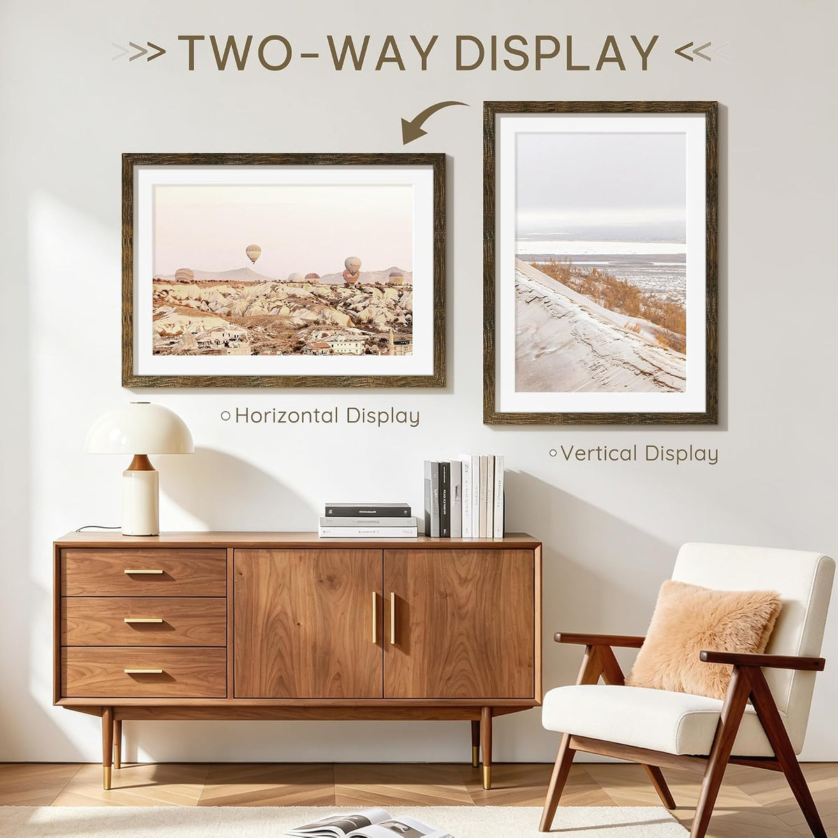 19x27 Rustic Brown Poster Frame, Picture Frame for Wall, 3 Pack | Fits 16x24 Photos With Mat or 19x27 Without Mat