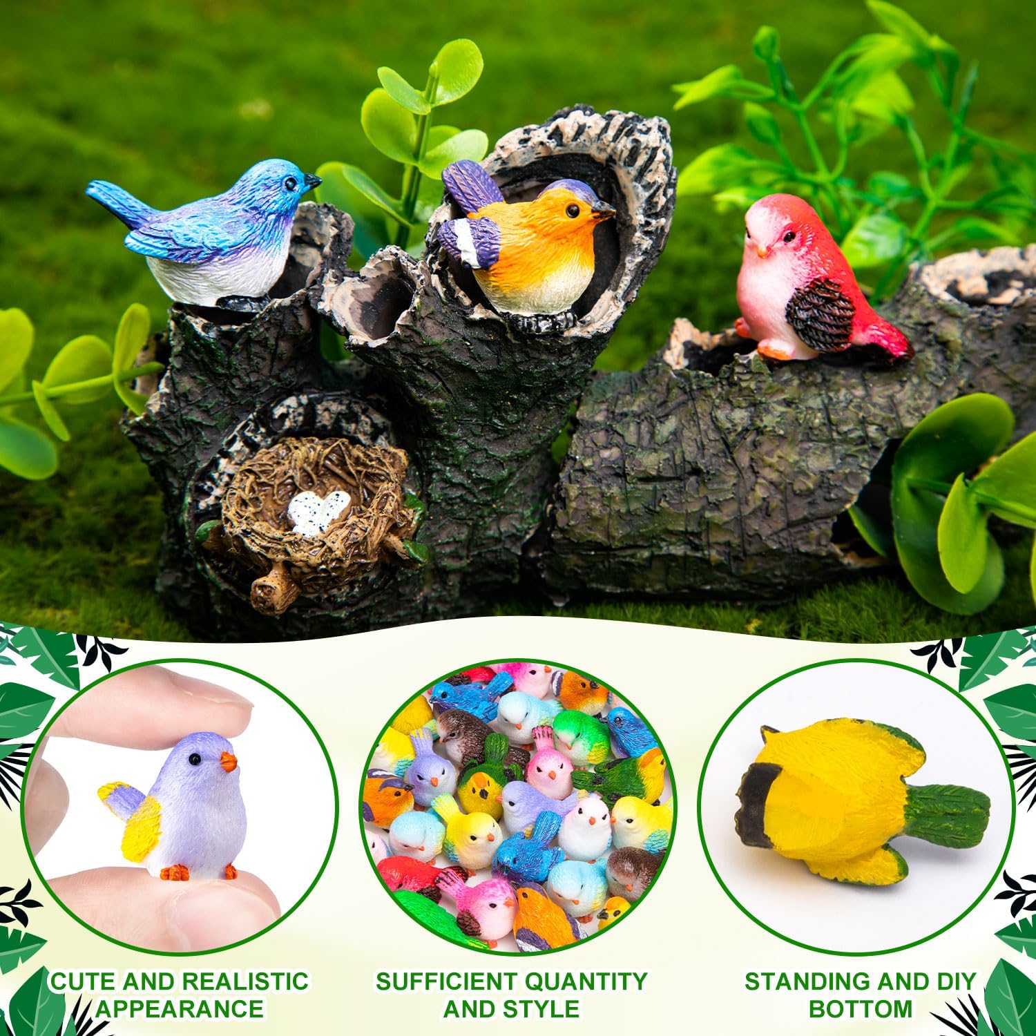 Miniature Bird Decorative Figurines / Minibird / Set of 36