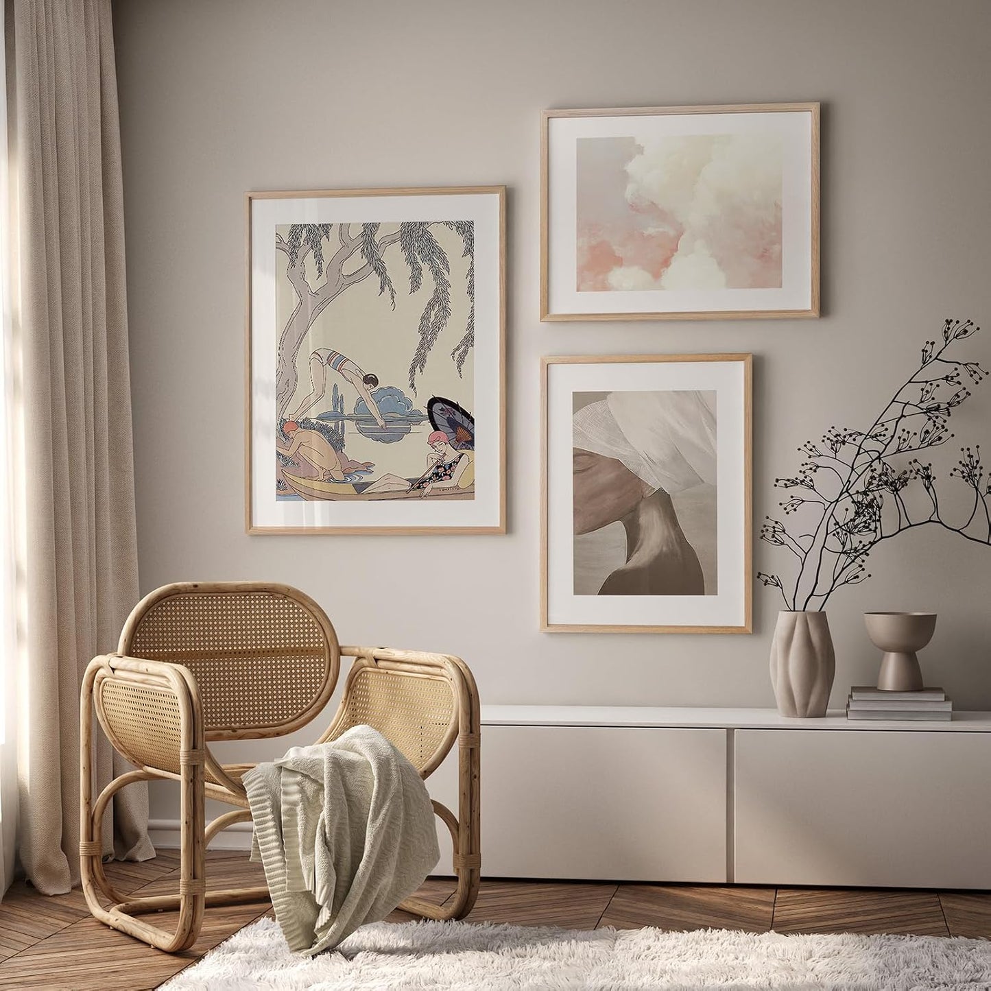 18x24 Poster Frame, 18x24 Solid Oak Picture Frames Matted to 16x20 | 24x18 Natural Oak Frame, Horizontal or Vertical