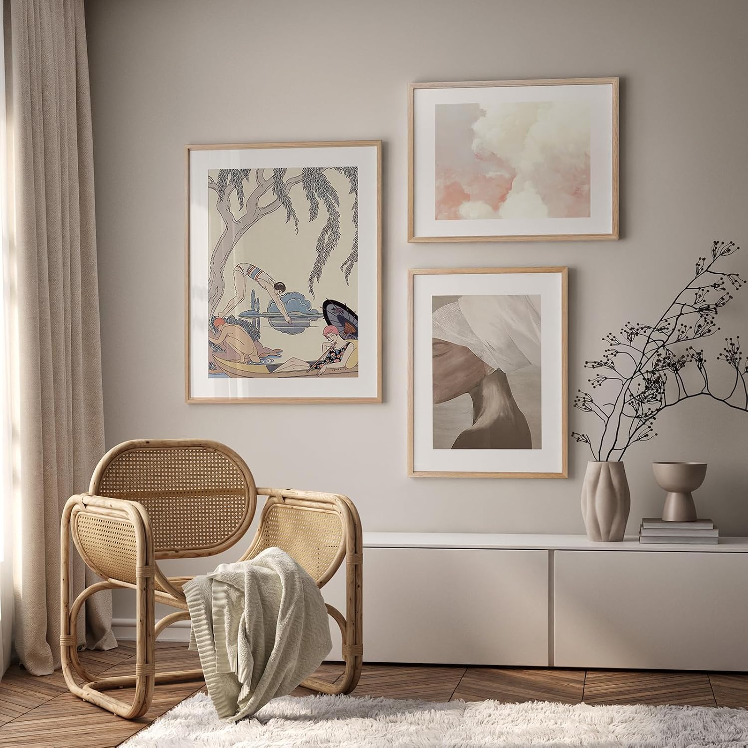 18x24 Poster Frame, 18x24 Solid Oak Picture Frames Matted to 16x20 | 24x18 Natural Oak Frame, Horizontal or Vertical