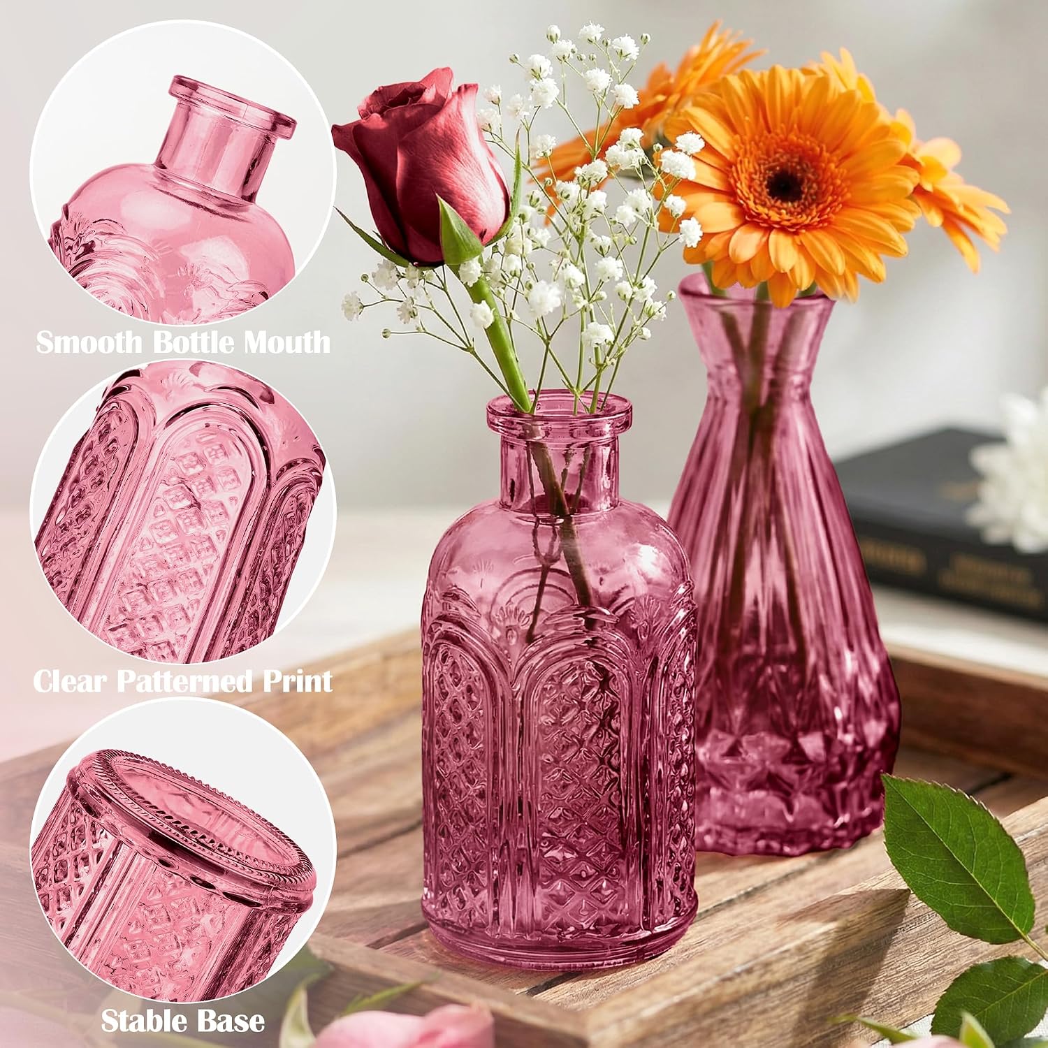 Glass Bud Vases in Bulk / Dark Purple / Set of 17