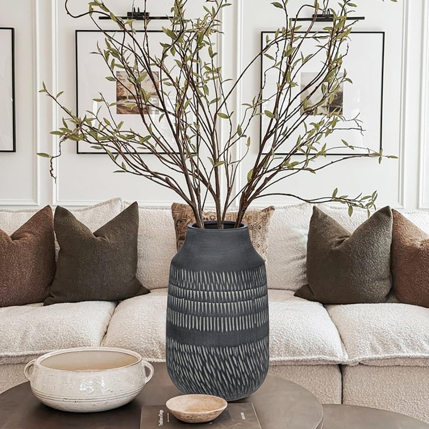 11" Rustic Farmhouse Vase / 11" Dark Gray