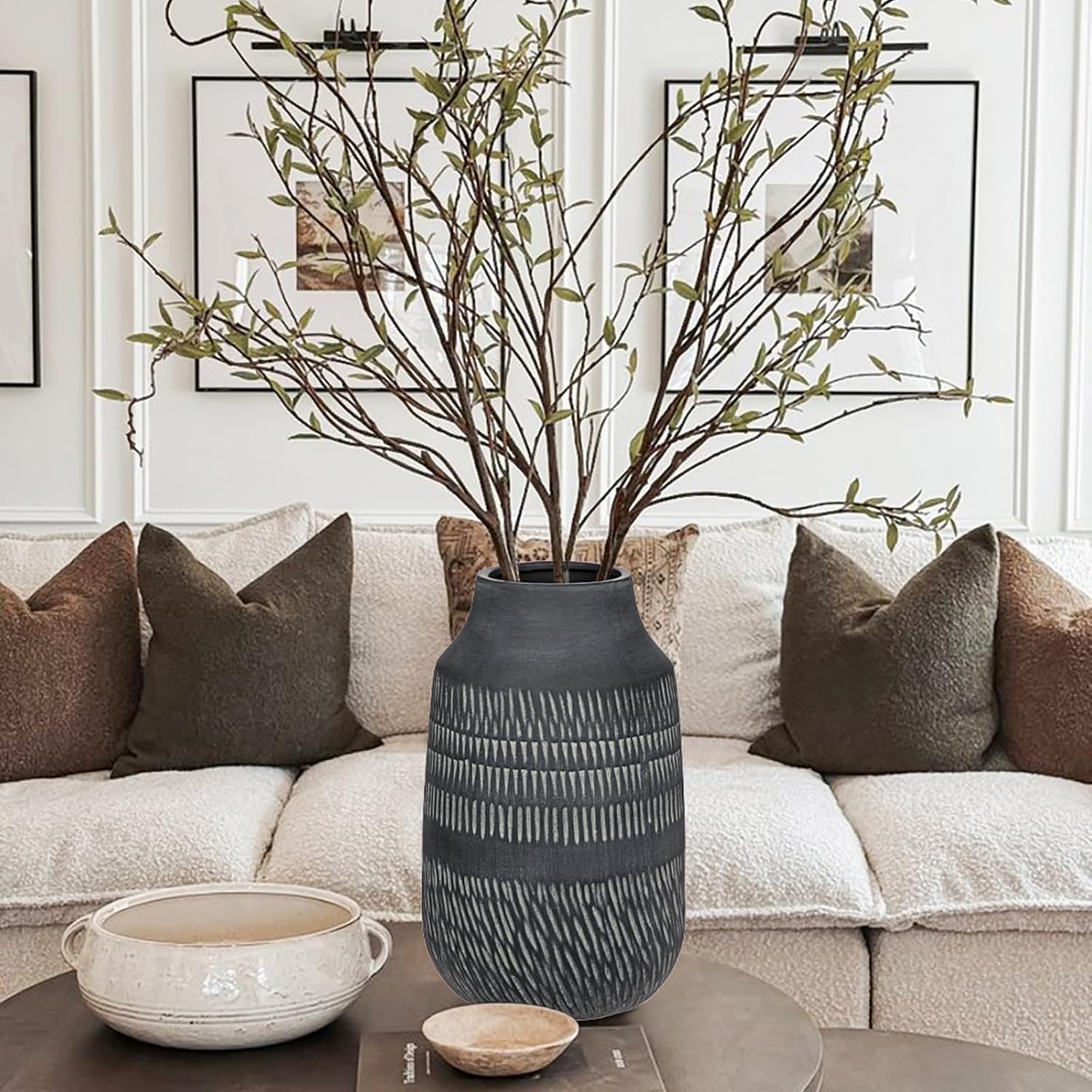 11" Rustic Farmhouse Vase / 11" Dark Gray