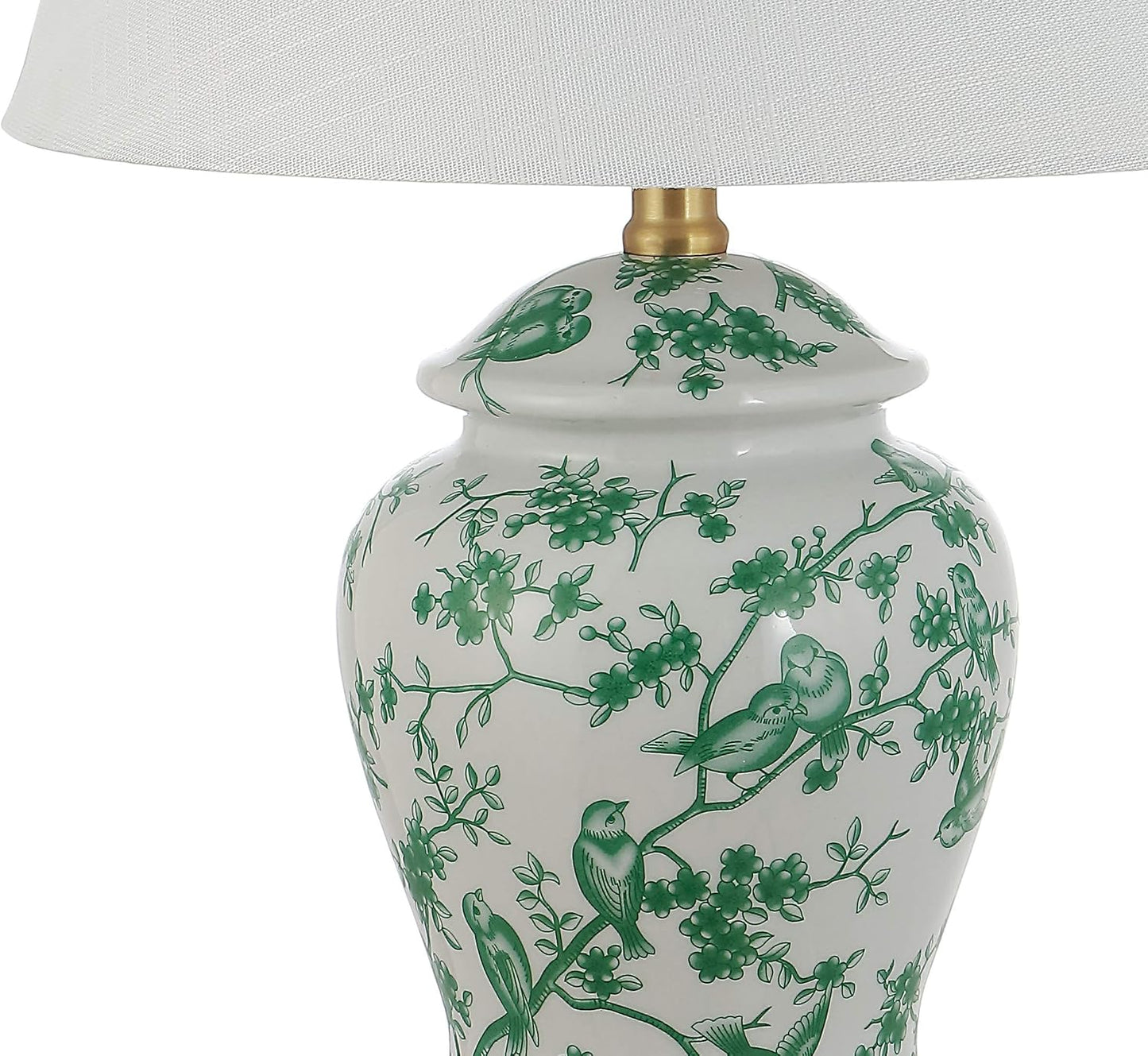 JONATHAN Y Penelope Ginger Jar 22" LED Table Lamp, White/Green | Chinoiserie, Ceramic Metal Construction, French