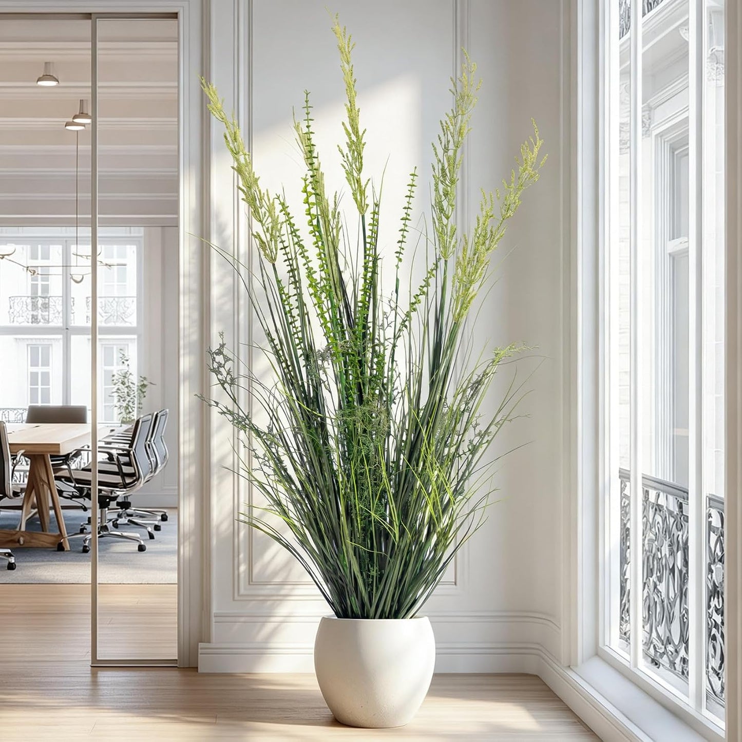 Lifelike Faux Plastic plantas Synthetic Pampas Grass Indoor Outdoor Realistic Floor / 4FT / Green