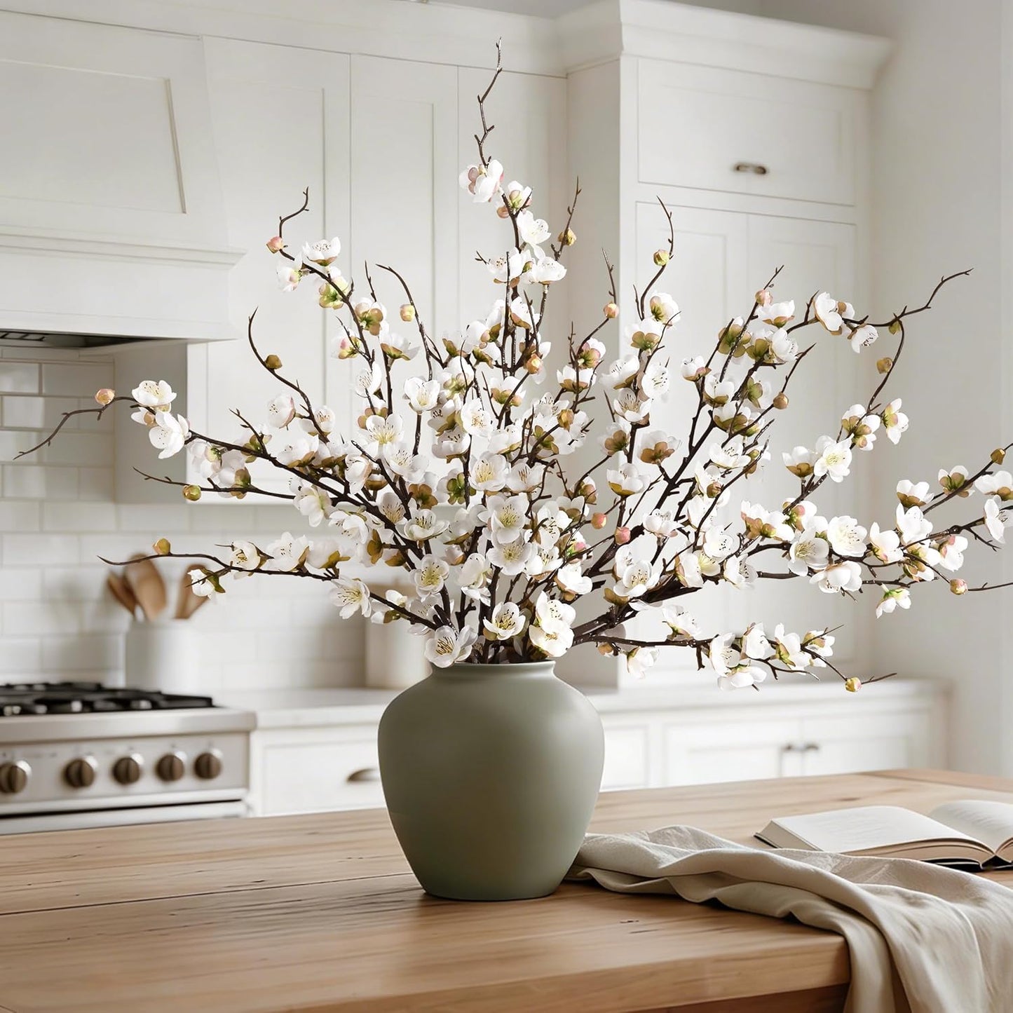 Artificial Flowers / Faux Cherry Blossom Branches / Set of 4