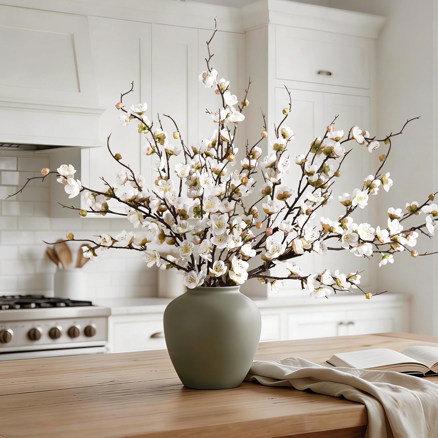 Artificial Flowers / Faux Cherry Blossom Branches / Set of 4