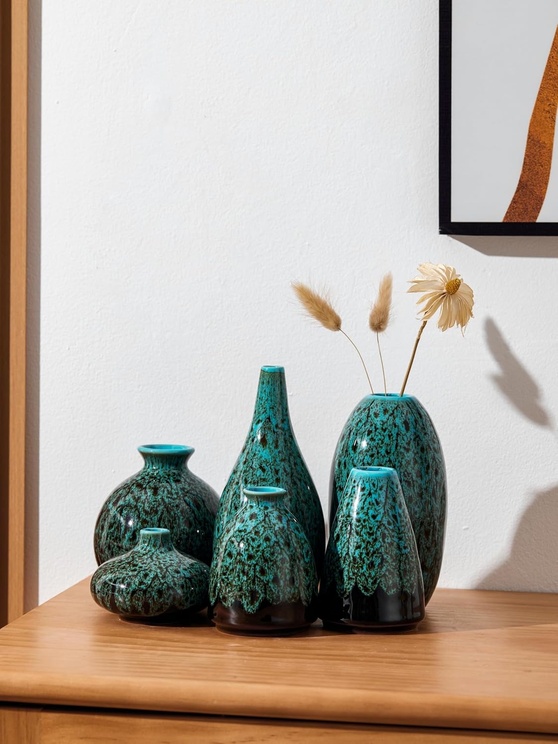 Ceramic Bud Vase Set / Blue / Set of 6