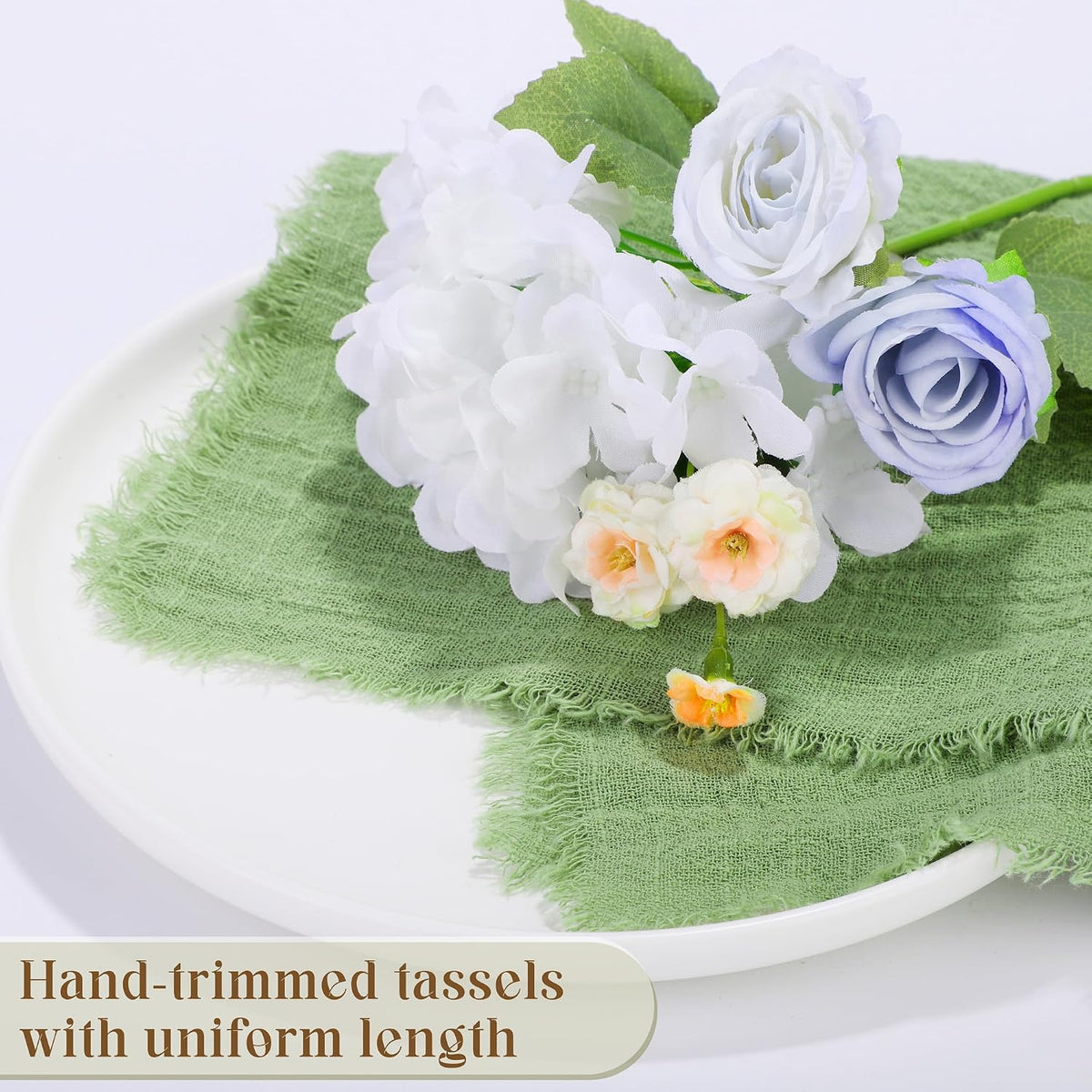 TURSTIN 24 Pieces Cotton Linen Cloth Napkin Handmade Cloth Napkin with Fringe 17 x 17 Inch Soft Cloth Dinner Wedding