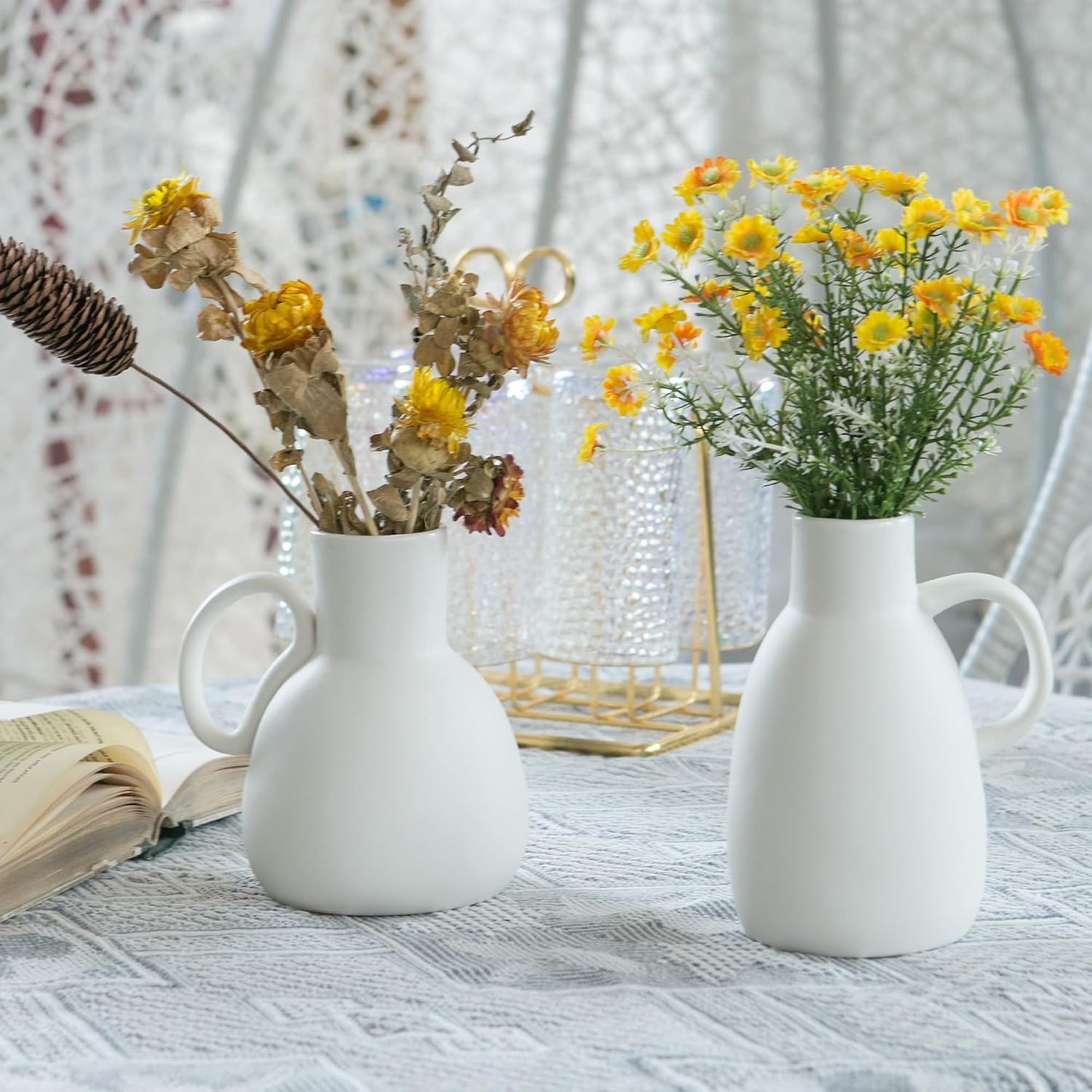Ceramic Vase Set / White / Set of 2