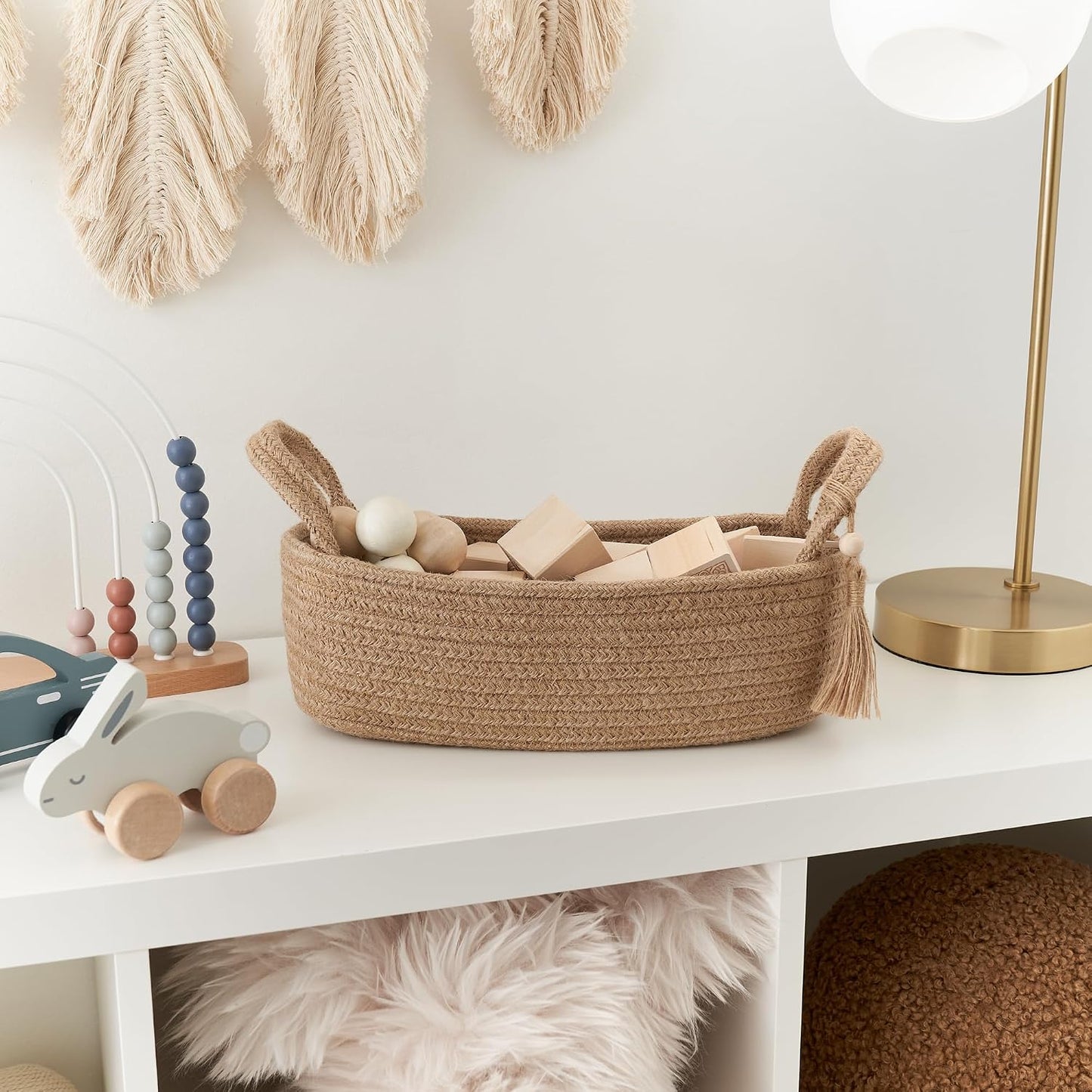 Boho Jute Cotton Rope Bin / Natural Brown