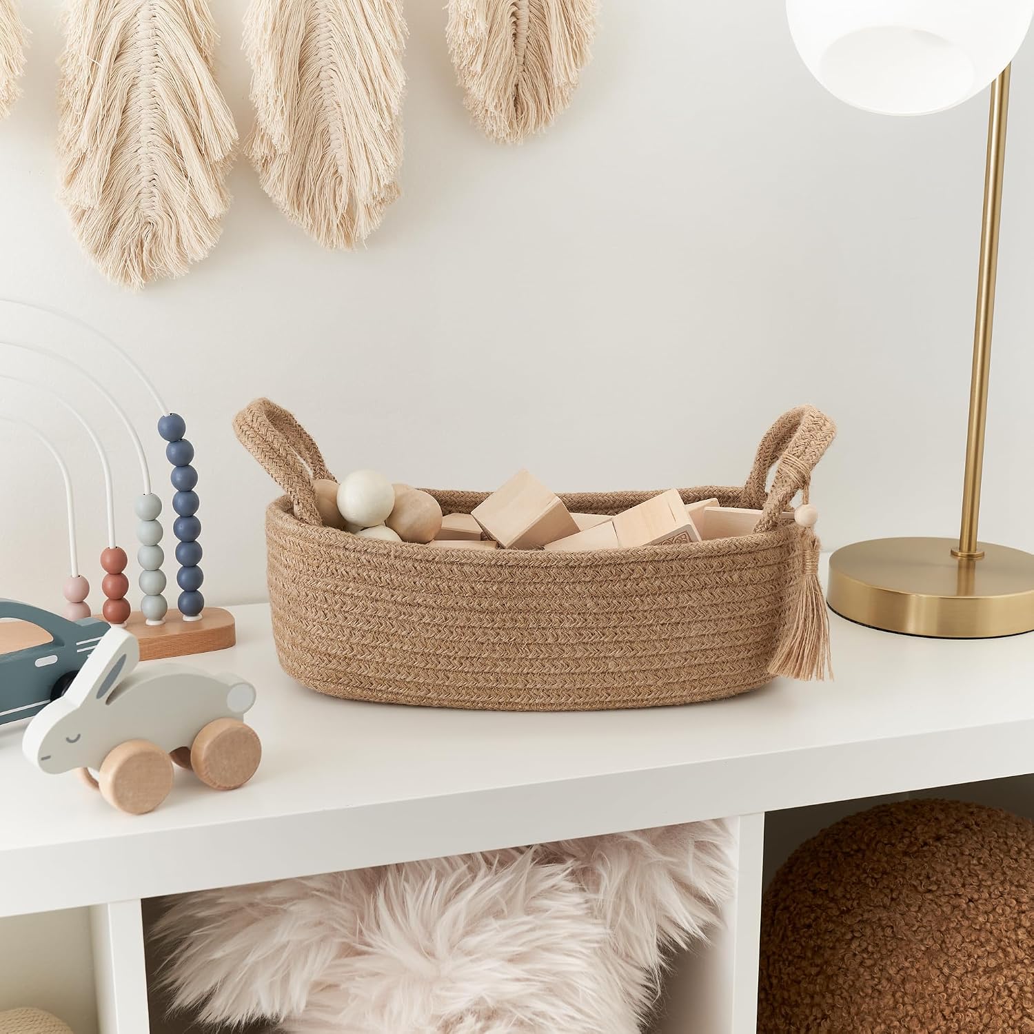 Boho Jute Cotton Rope Bin / Natural Brown