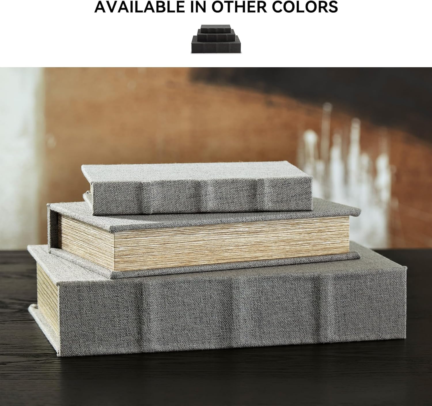 Jolina Vintage 3 Piece Faux Book Keepsake Storage Box Set / Gray