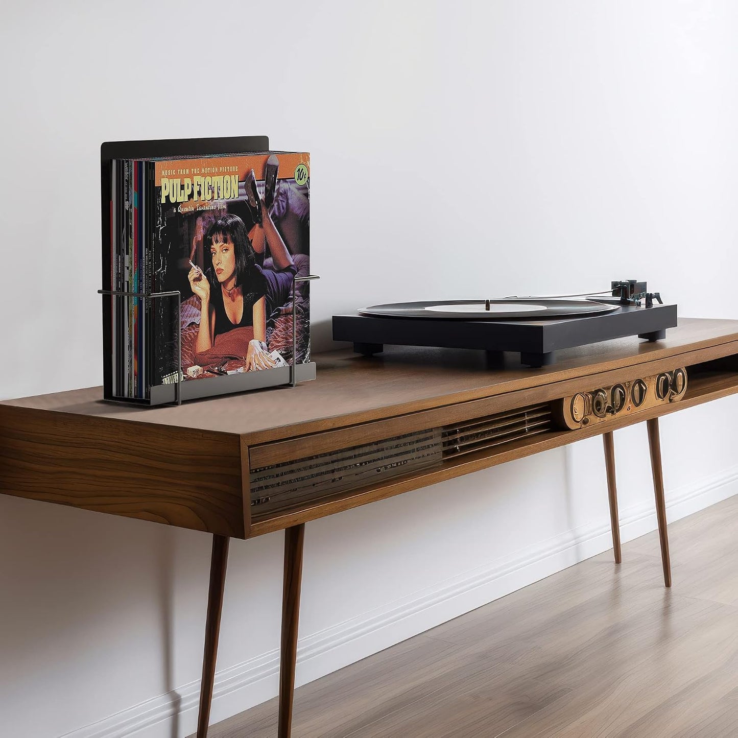 Vinyl Record Storage Wall Mount Display Shelf - Matte Black 2-Pack | Premium one-piece solid-steel record holder