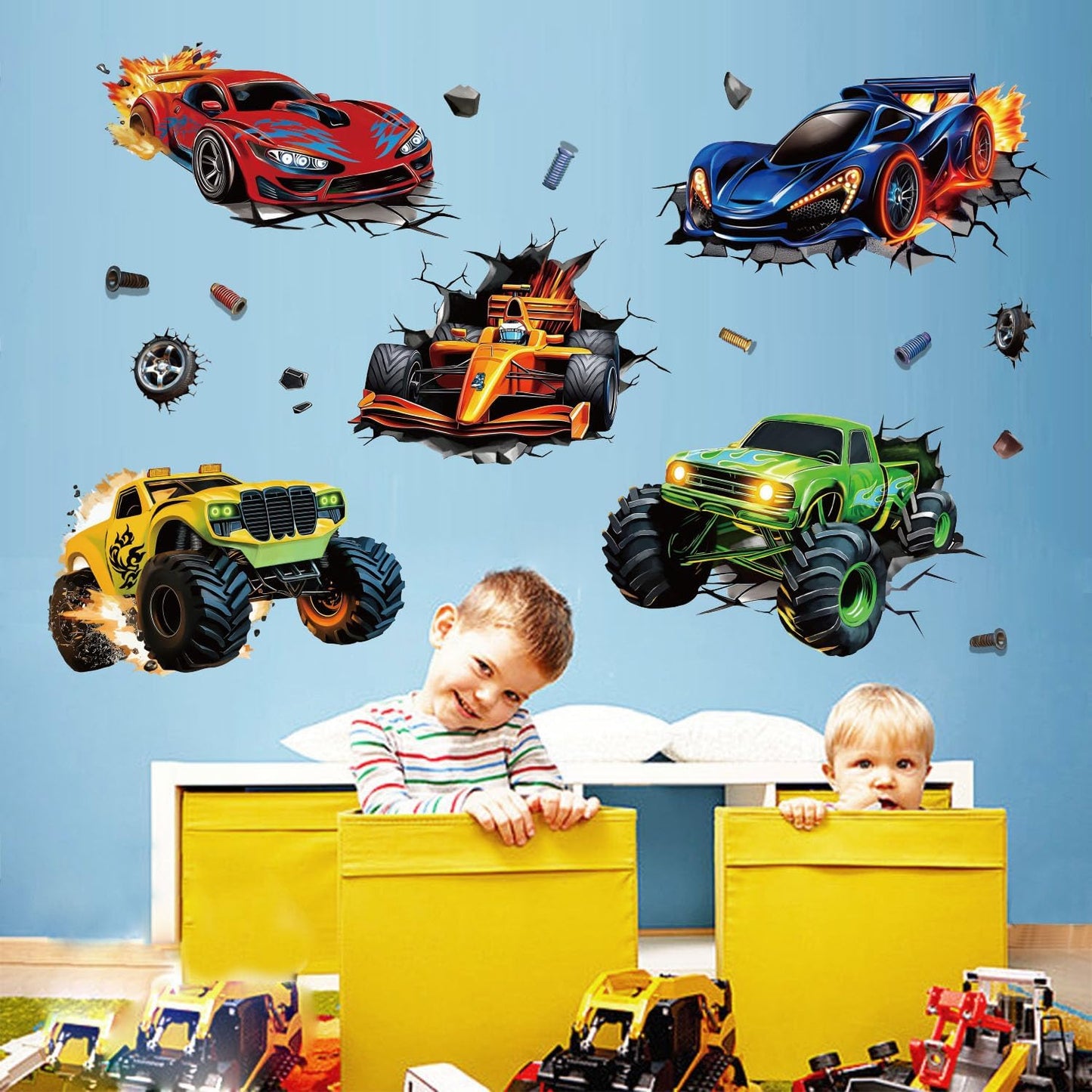 3D Racing Cars Wall Decals