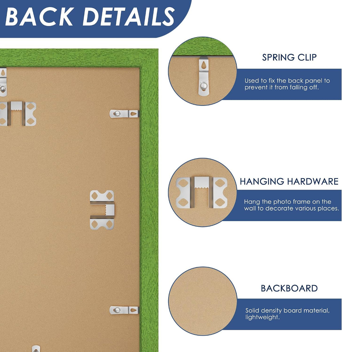 11x14 Picture Frame Set of 6, Wall or Tabletop Display, Green | Display Pictures 8x10 with Mat or 11x14 Without Mat