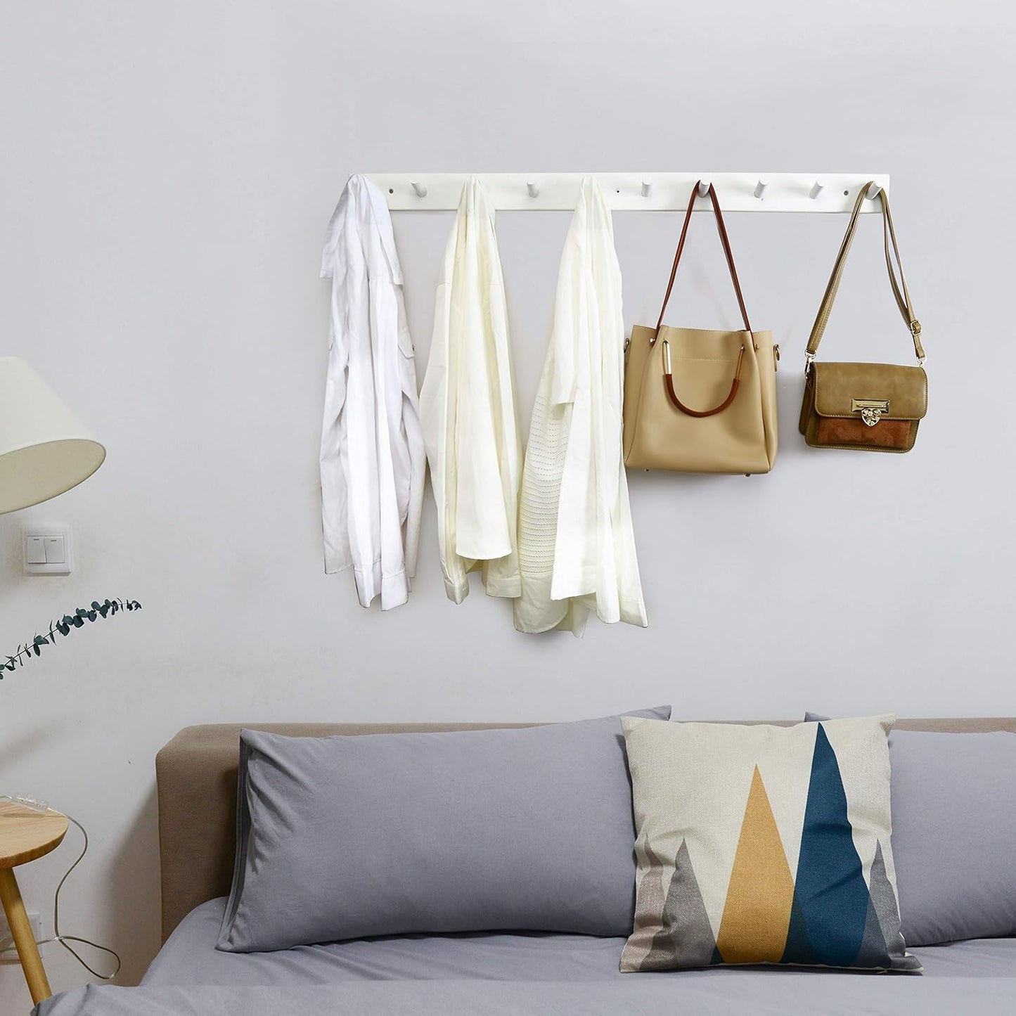 WEBI Coat Rack Wall Mounted,10 Hooks,38" Long Coat Hanger Wall Mount,Peg Rail Hat Hooks for Hanging